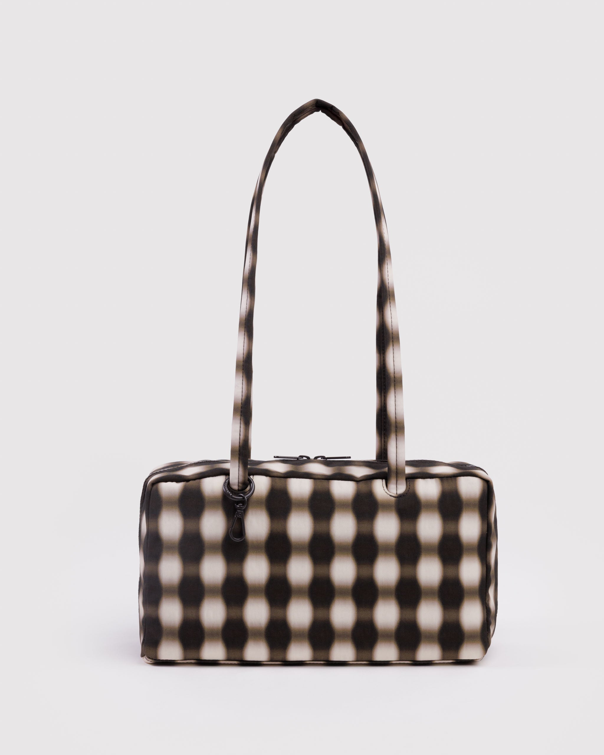 BAGGU Nylon Bowler Bag - Blurred Gingham Brown