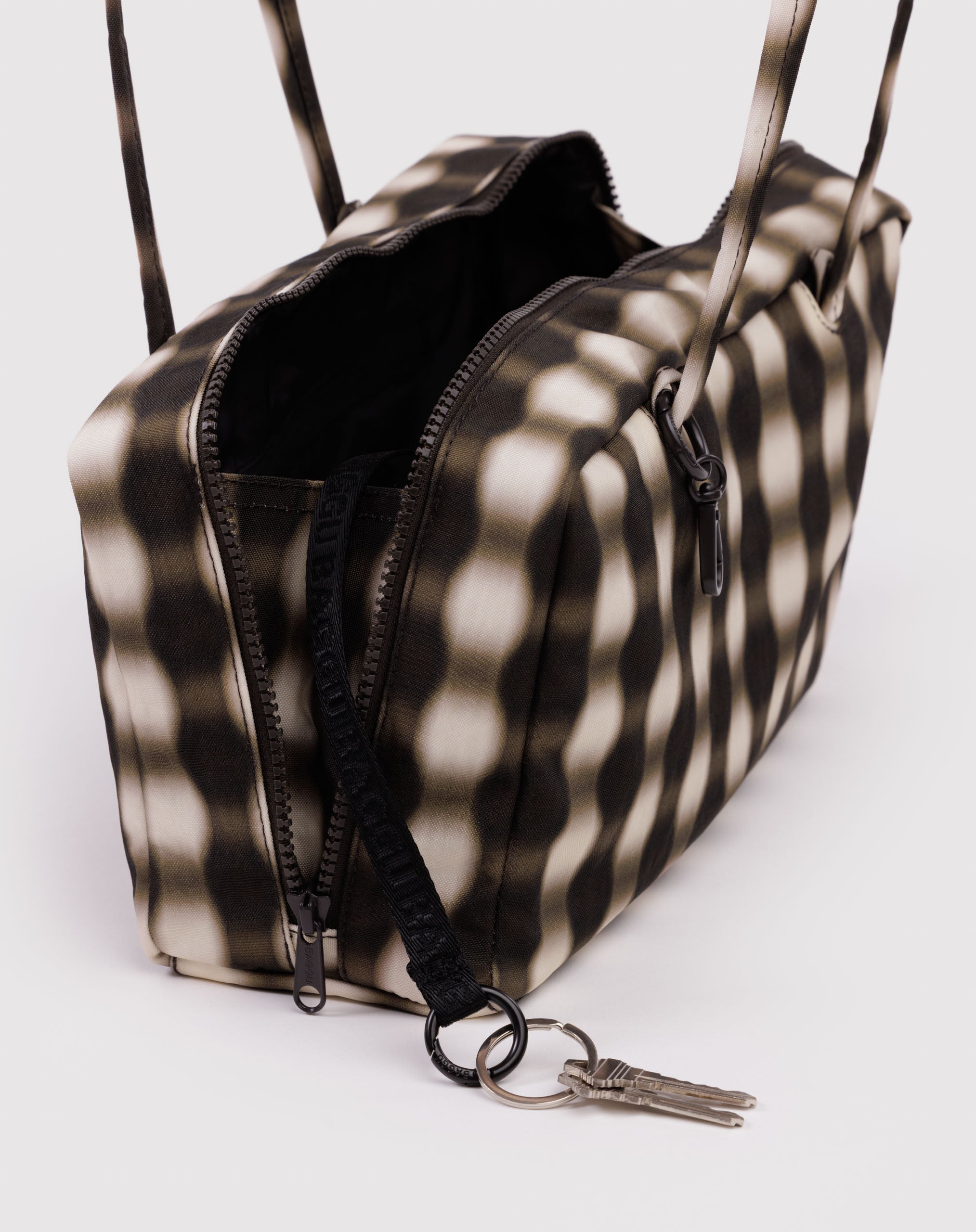 BAGGU Nylon Bowler Bag - Blurred Gingham Brown