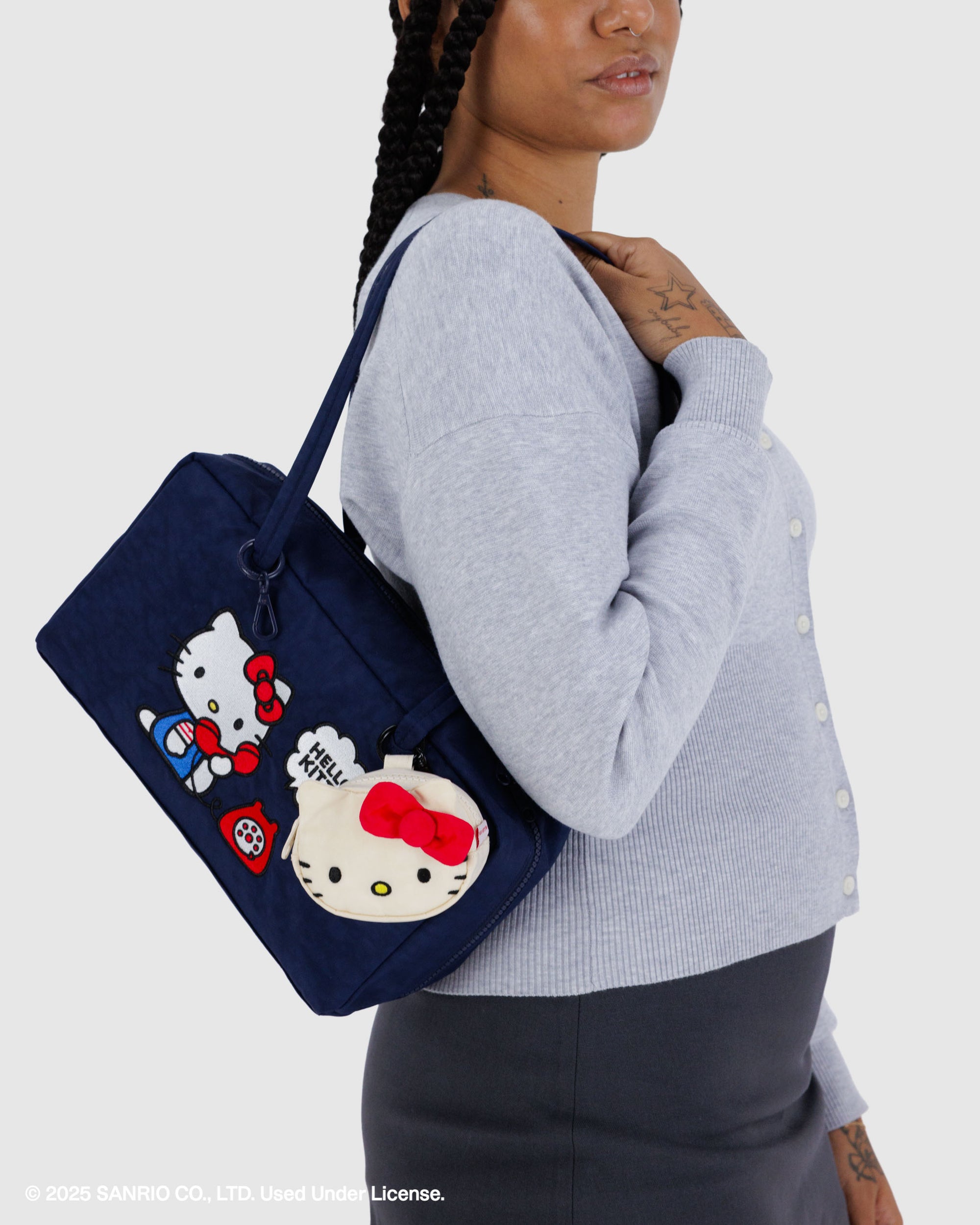 BAGGU Nylon Bowler Bag - Embroidered Hello Kitty Phone