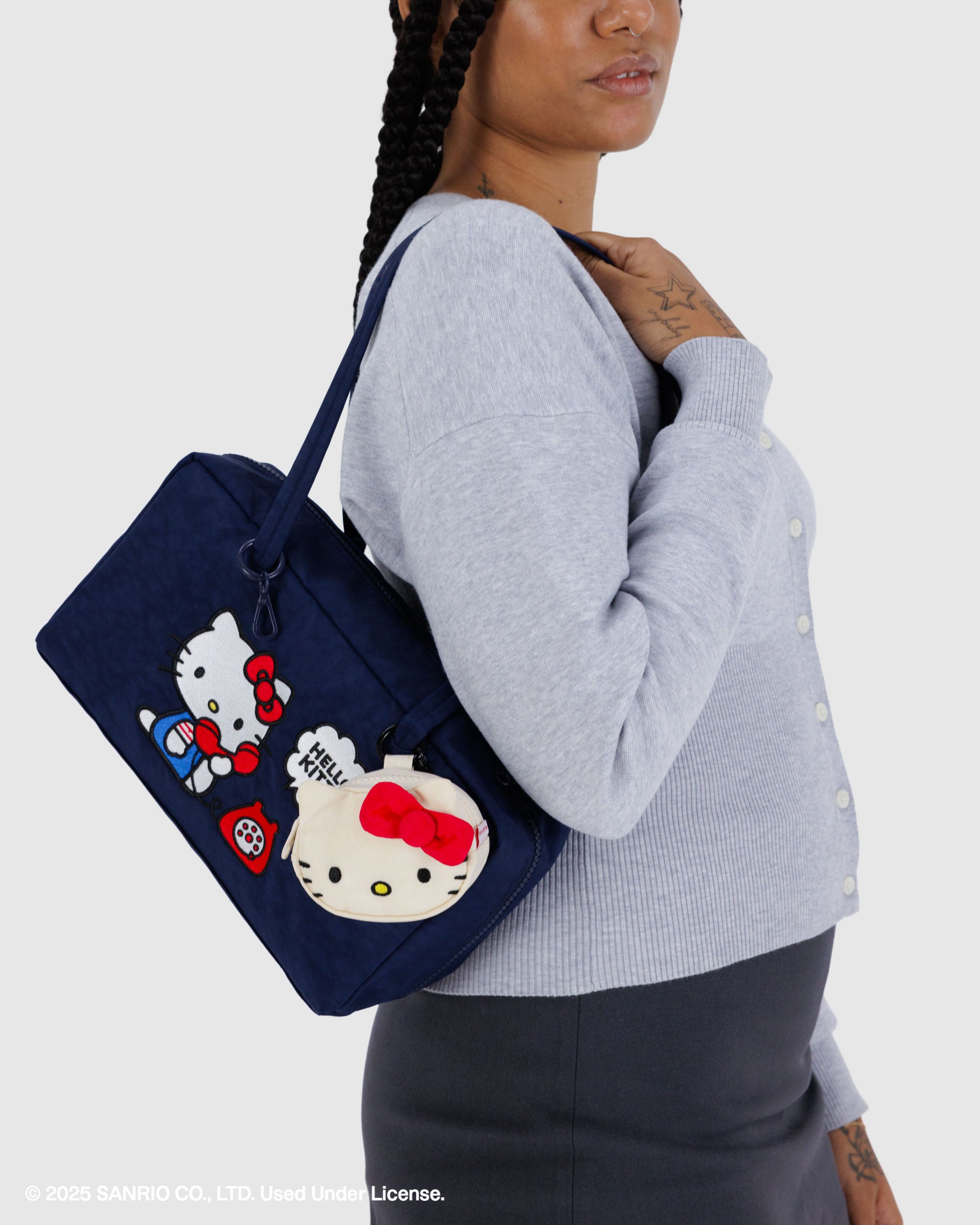 BAGGU Nylon Bowler Bag - Embroidered Hello Kitty Phone