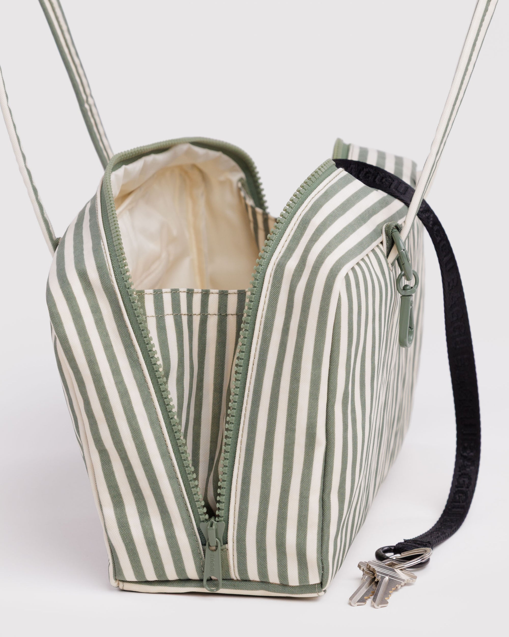 BAGGU Nylon Bowler Bag - Sage Stripe