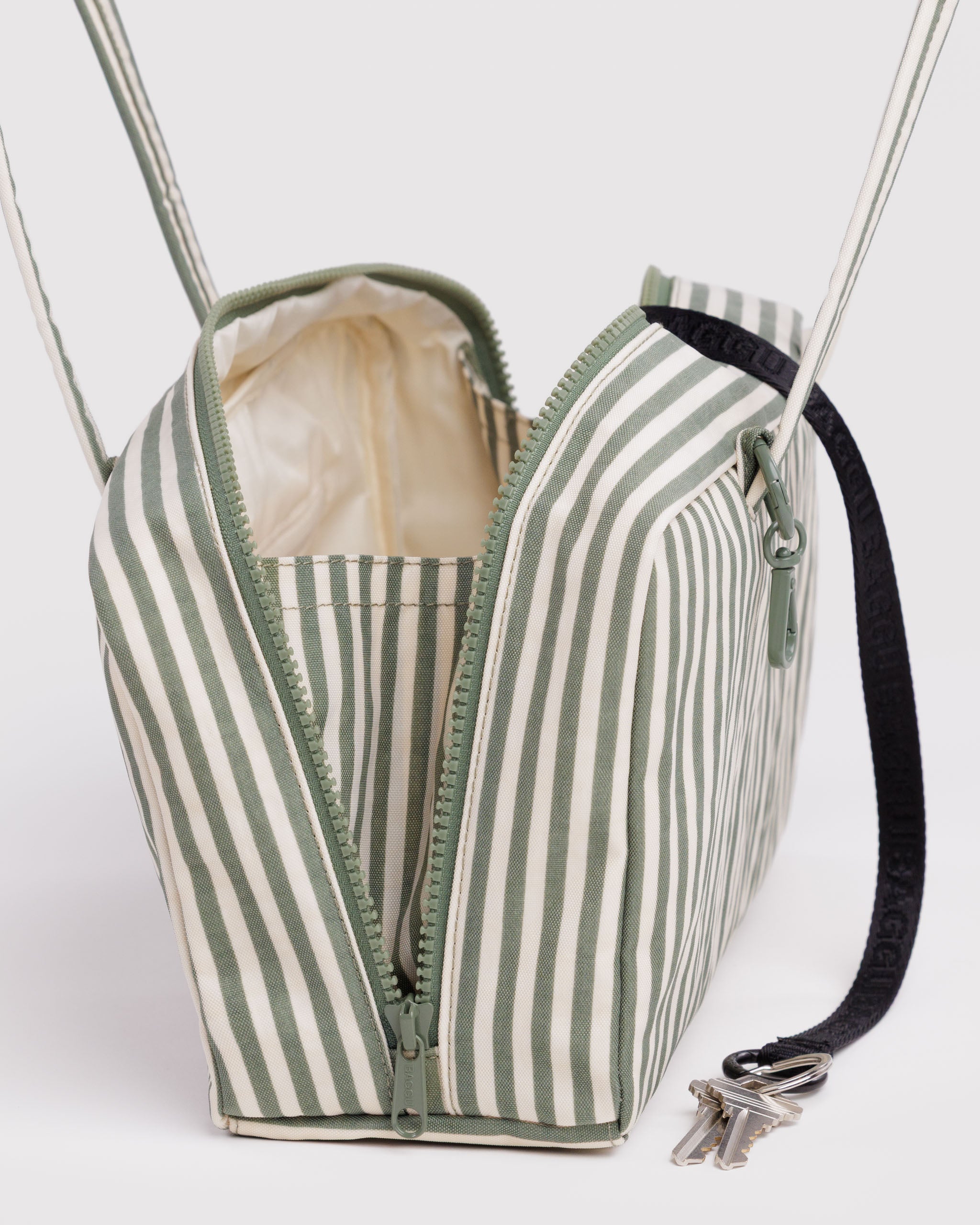 BAGGU Nylon Bowler Bag - Sage Stripe