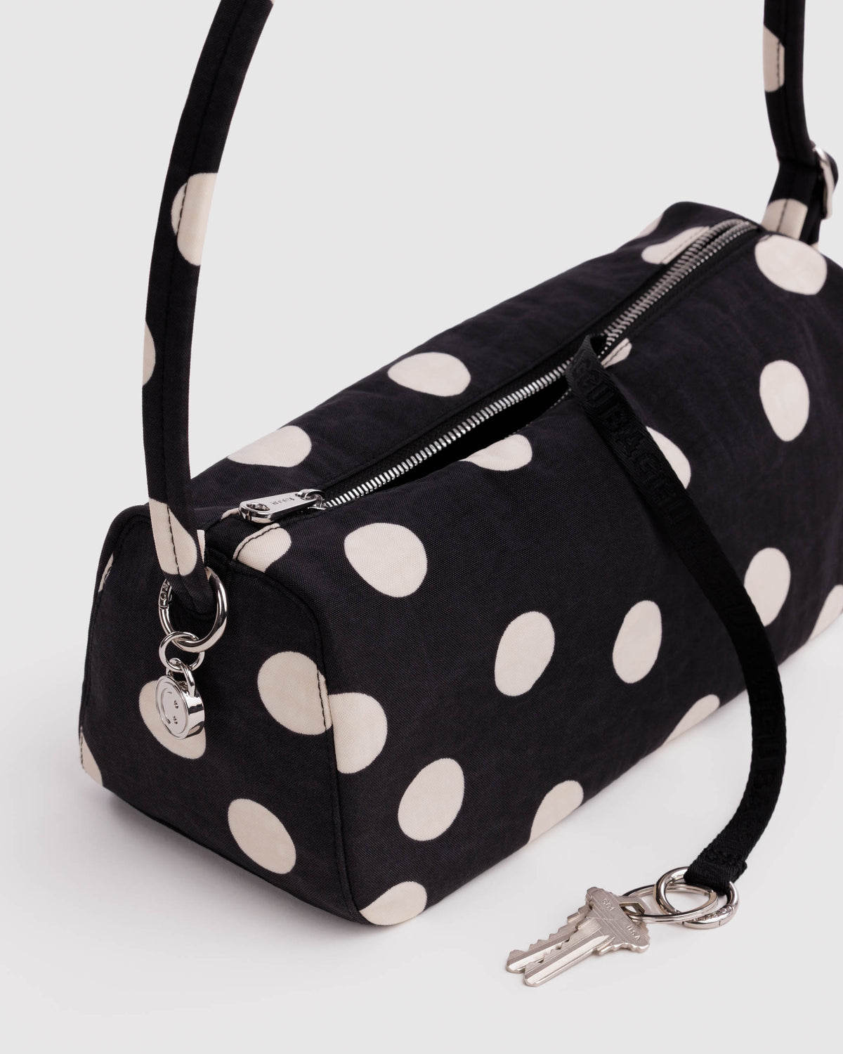 BAGGU Nylon Loaf Bag - Black and Cream Polka Dot