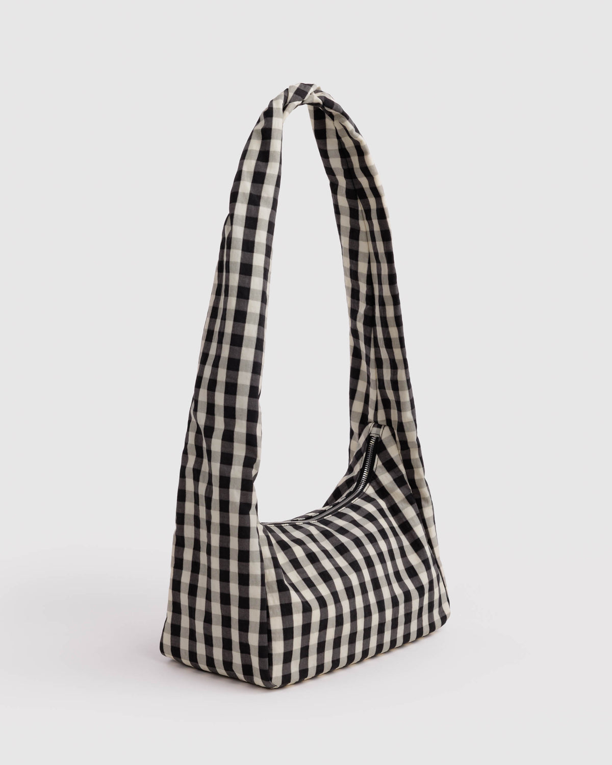 BAGGU Nylon Meringue Bag - Black and Cream Gingham