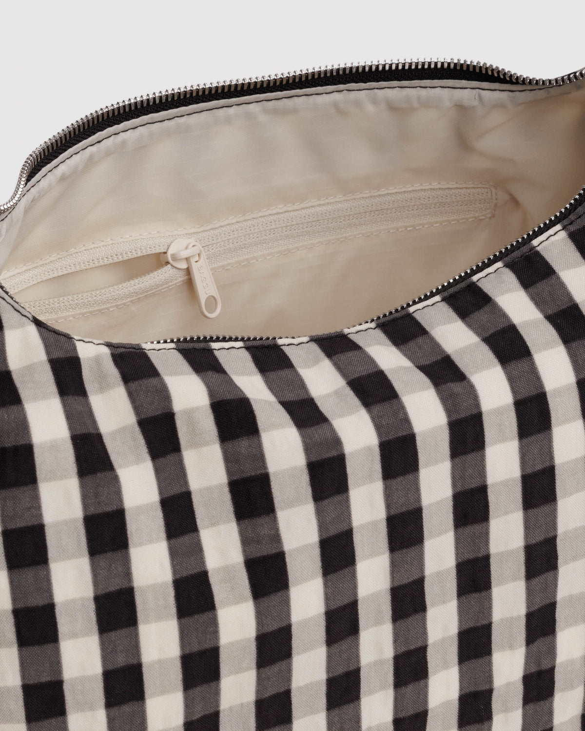 BAGGU Nylon Meringue Bag - Black and Cream Gingham