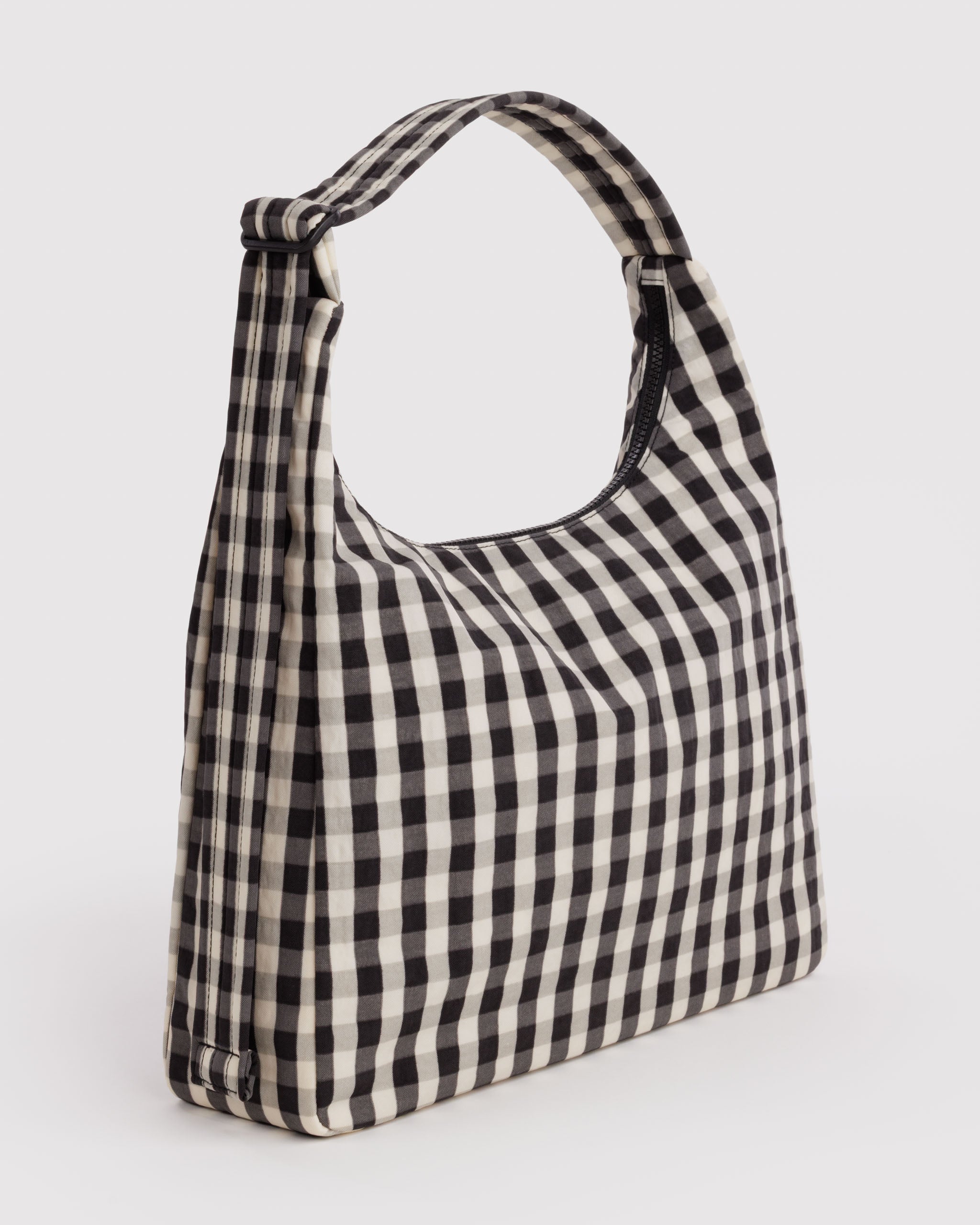BAGGU Nylon Shoulder Bag - Black & Cream Gingham