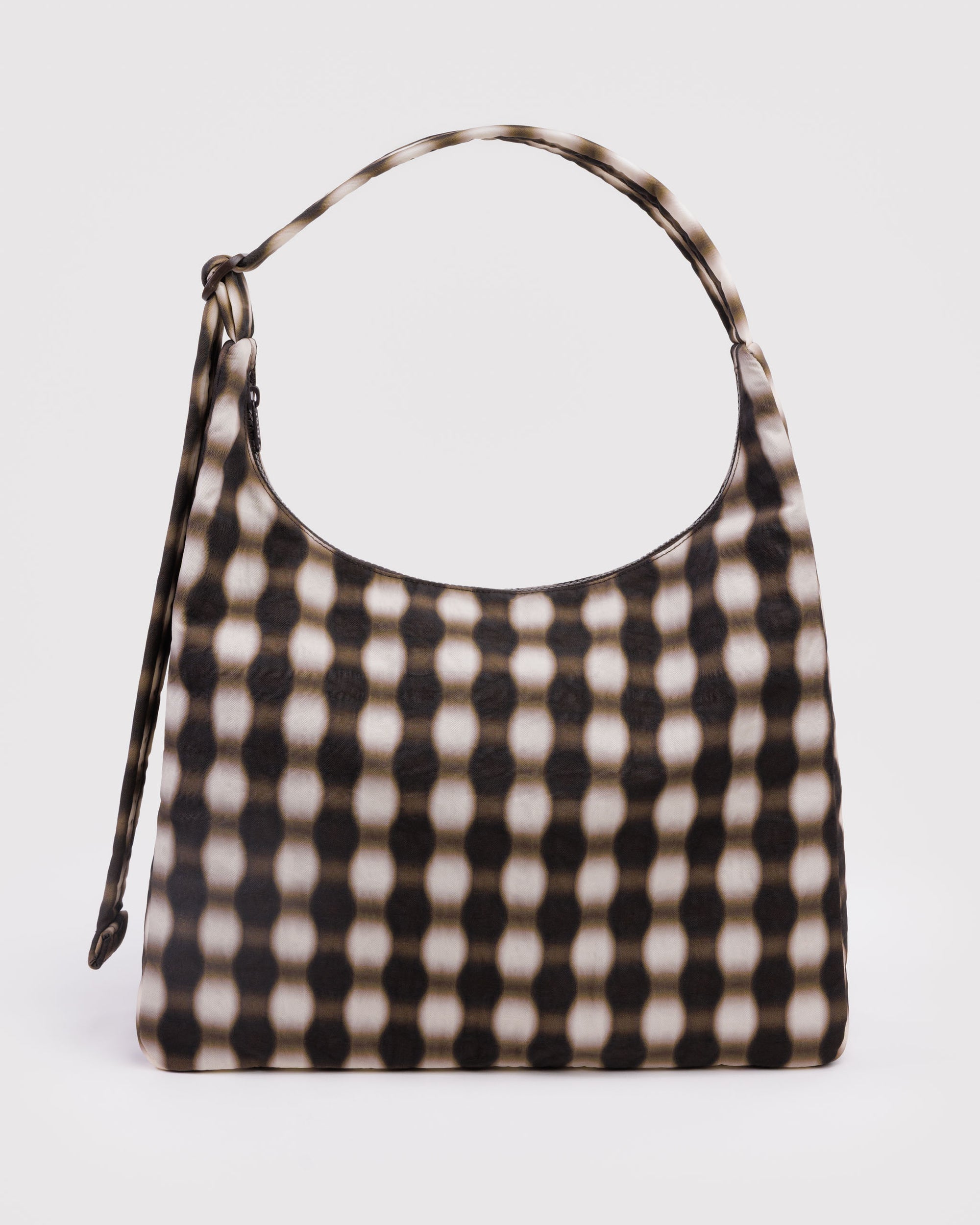 BAGGU Nylon Shoulder Bag - Blurred Gingham Brown