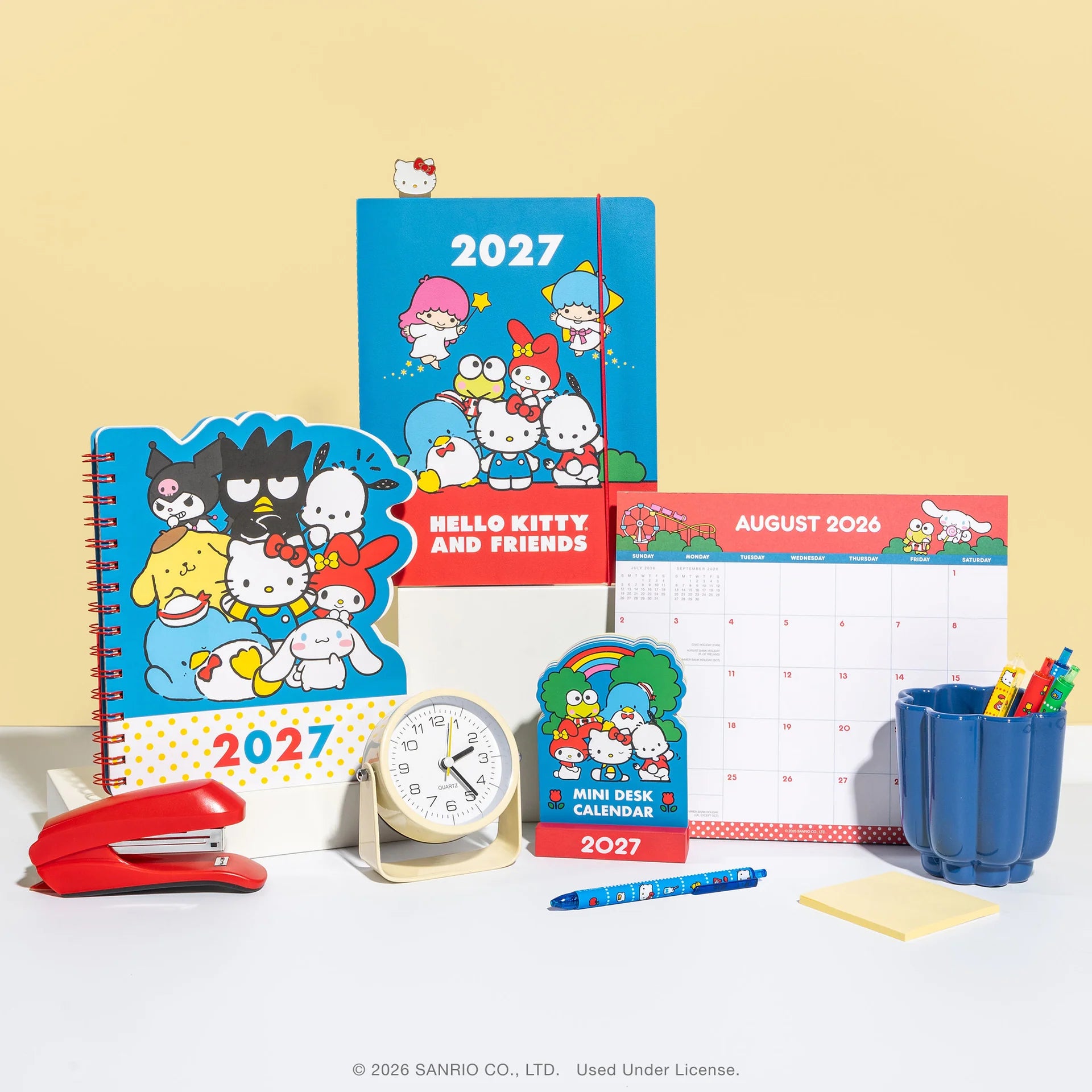 2027 Hello Kitty & Friends Retro Monthly Planner w/ Enamel Charm Bookmark