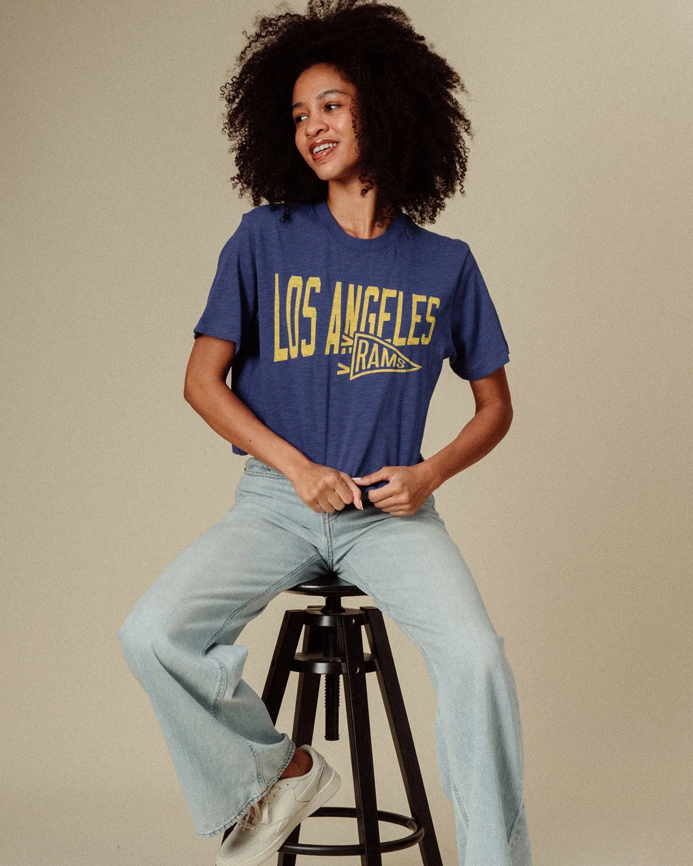 LA Rams Dual Threat Mock Neck Crop Tee
