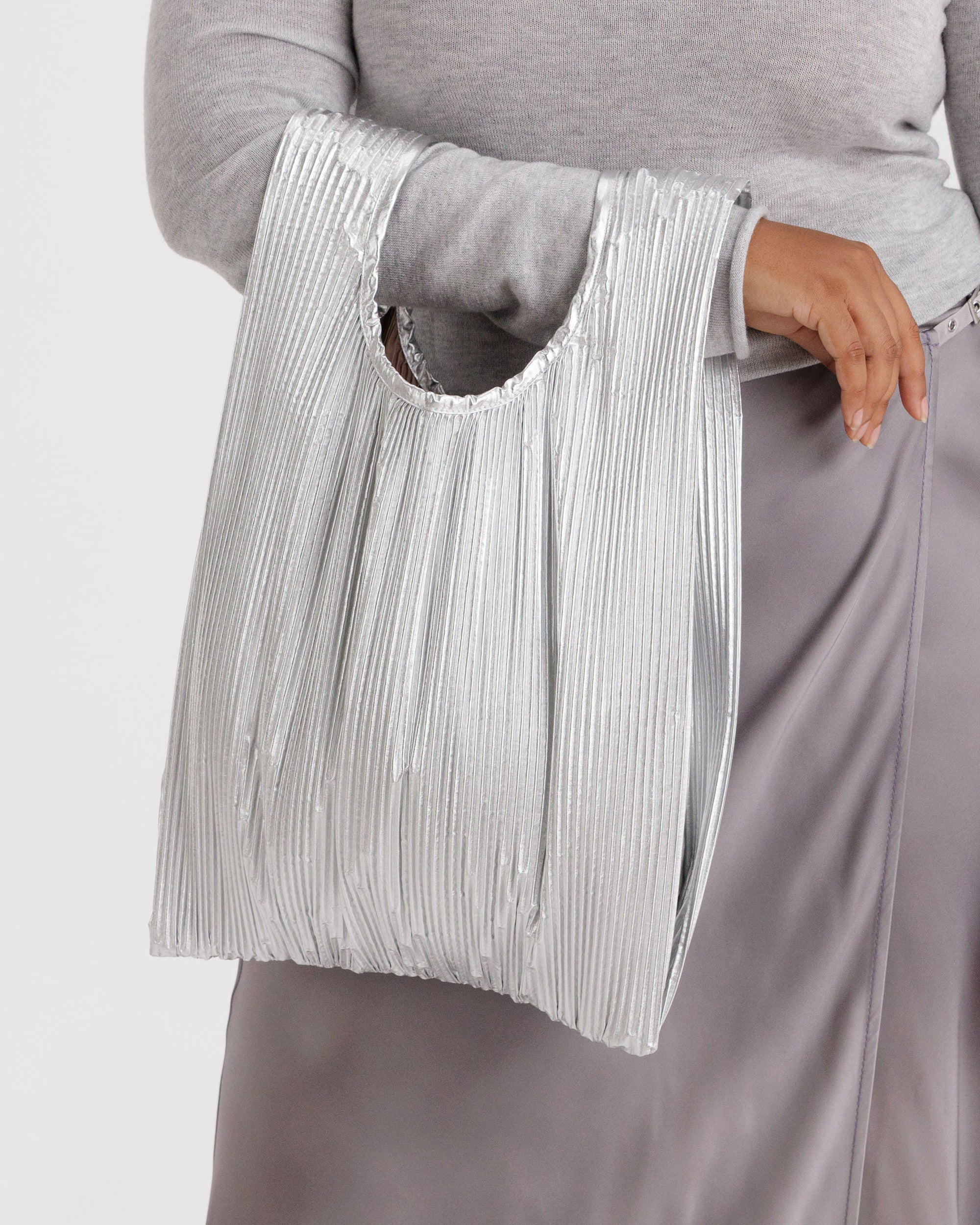 BAGGU Pleated - Chrome Metallic