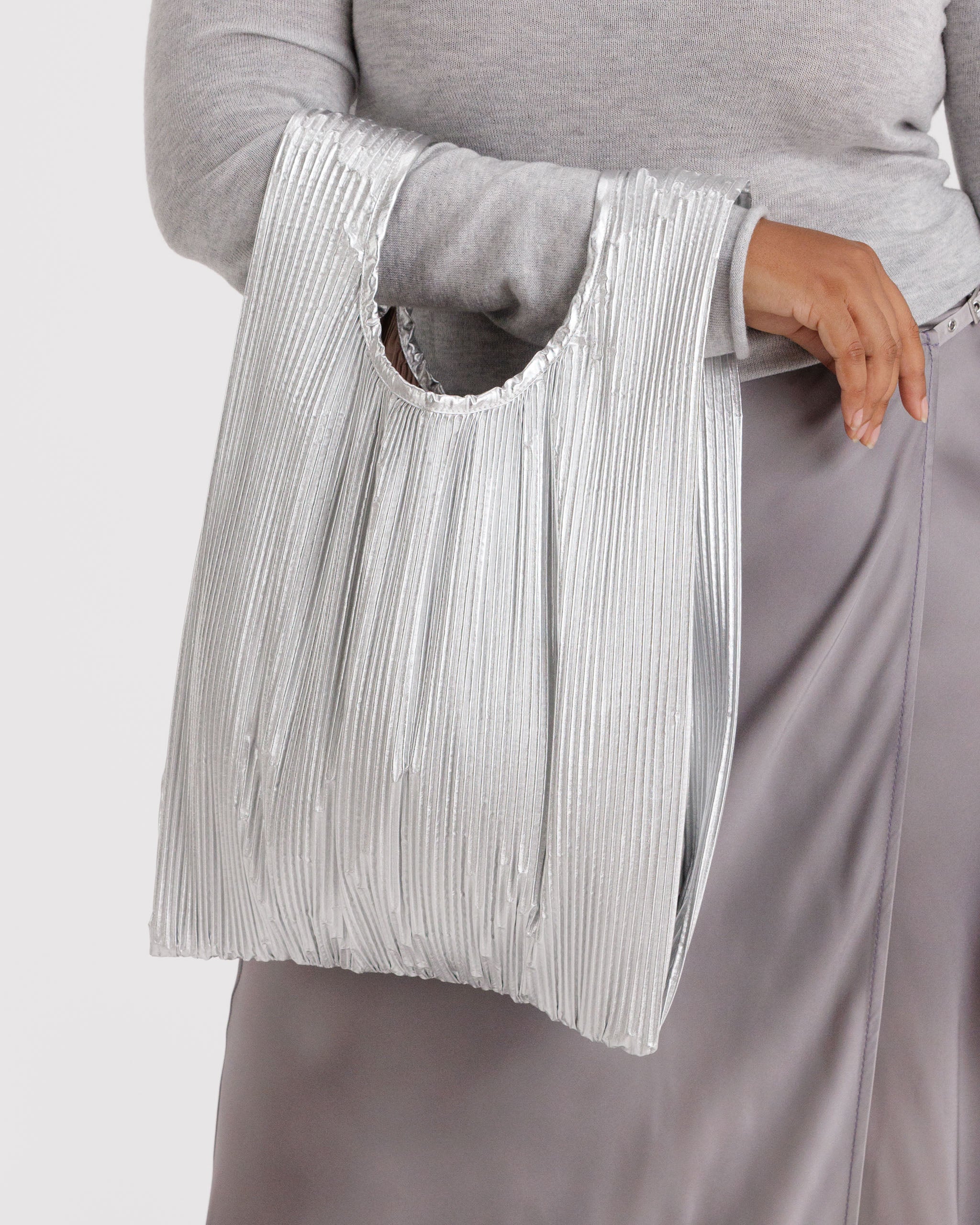 BAGGU Pleated - Chrome Metallic