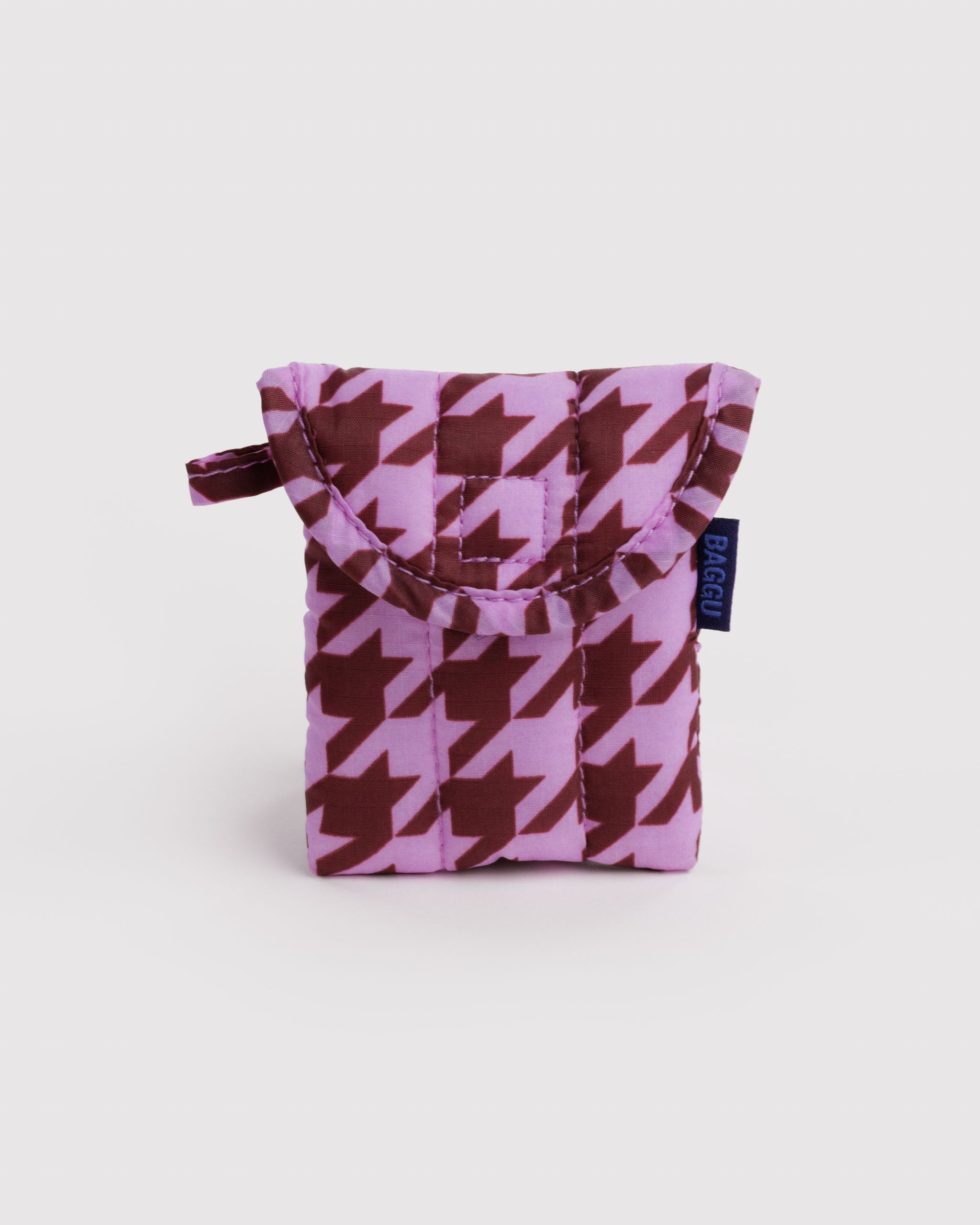 BAGGU Puffy Earbuds Case - Pink Houndstooth