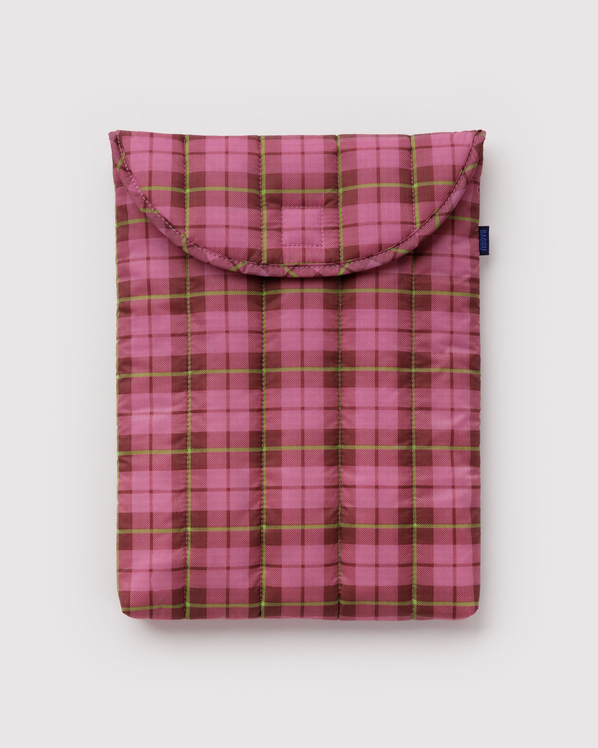 BAGGU Puffy Laptop Sleeve 13"/14" - Azalea Pink Tartan