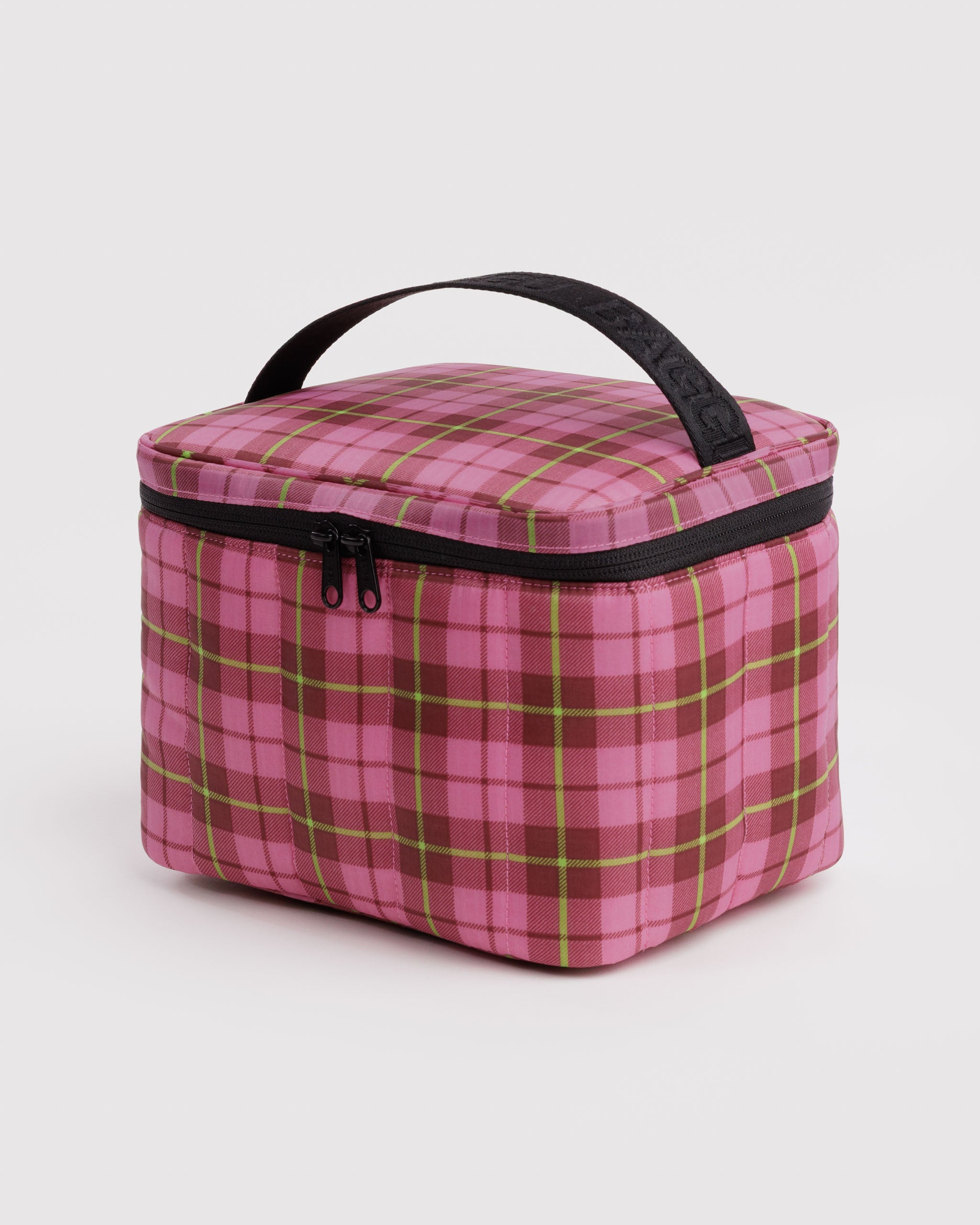 BAGGU Puffy Lunch Bag - Azalea Pink Tartan