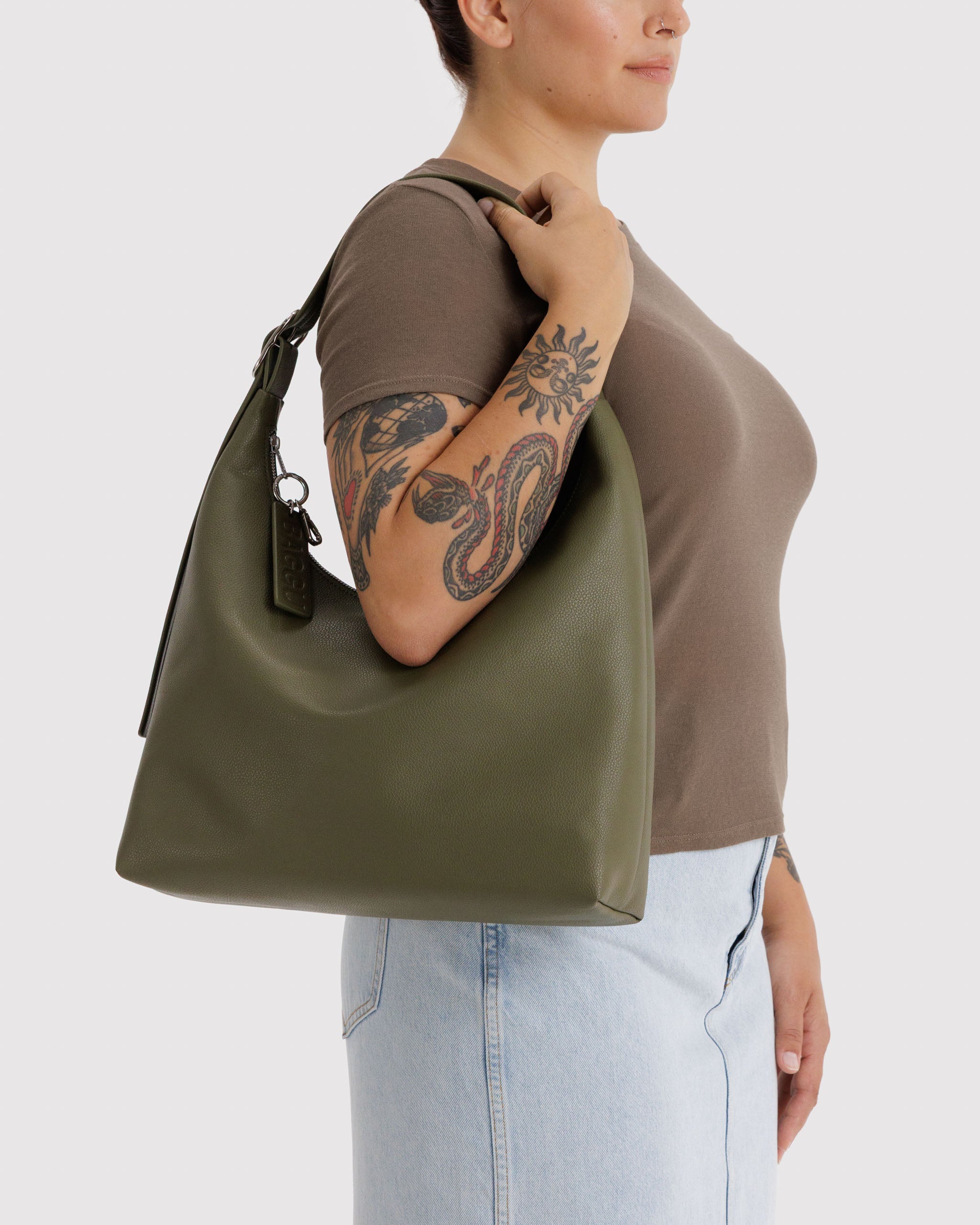 BAGGU Recycled Leather Shoulder Bag - Loden