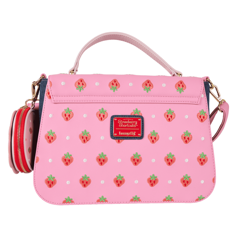 Strawberry Shortcake Denim Gingham Crossbody Bag with Coin Bag