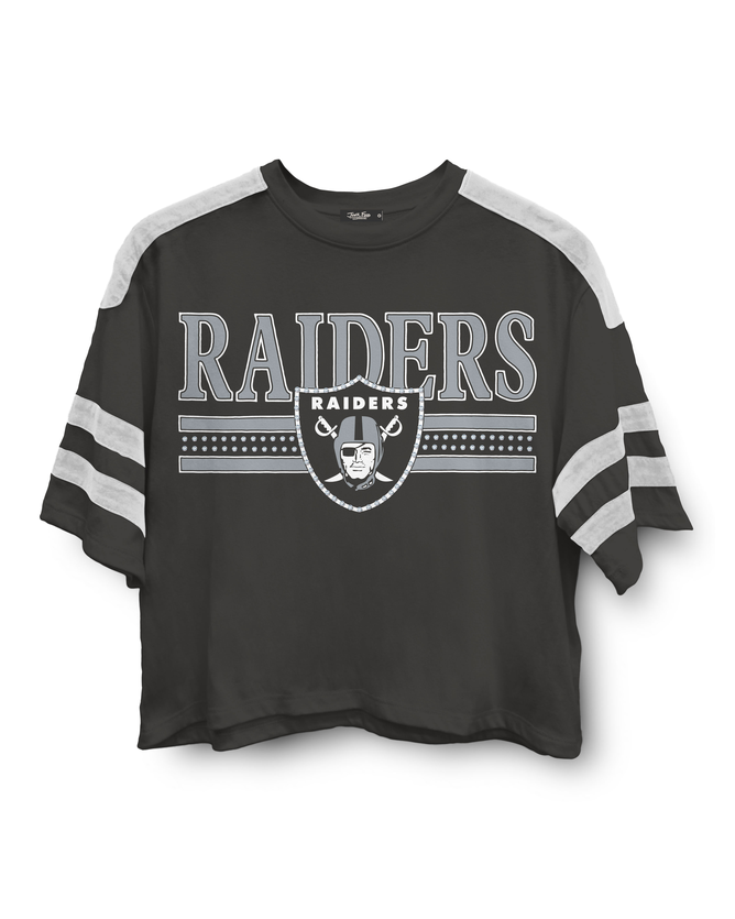 Las Vegas Raiders Bling Striped Crop Tee