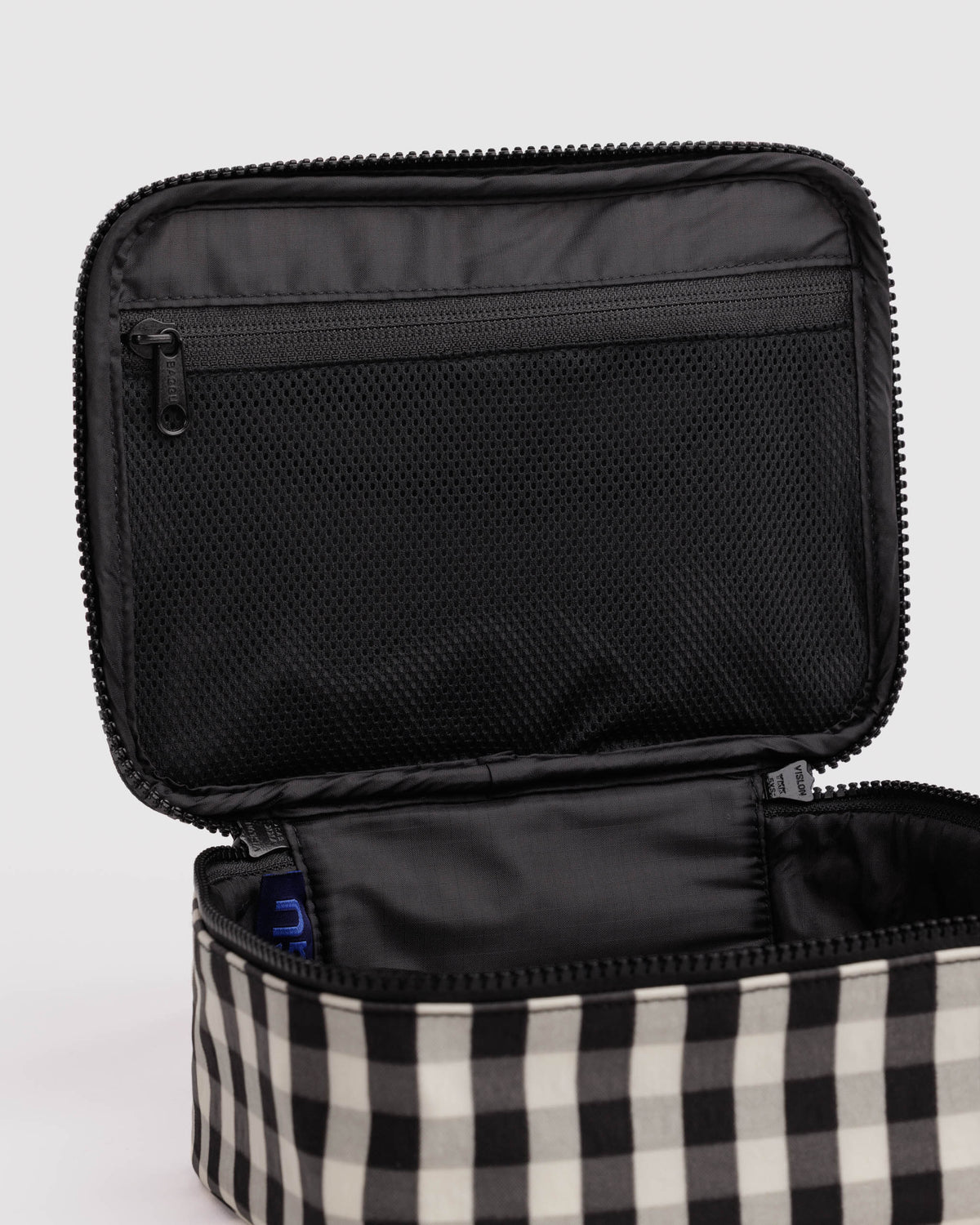 BAGGU Small Cosmetic Case - Black and Cream Gingham