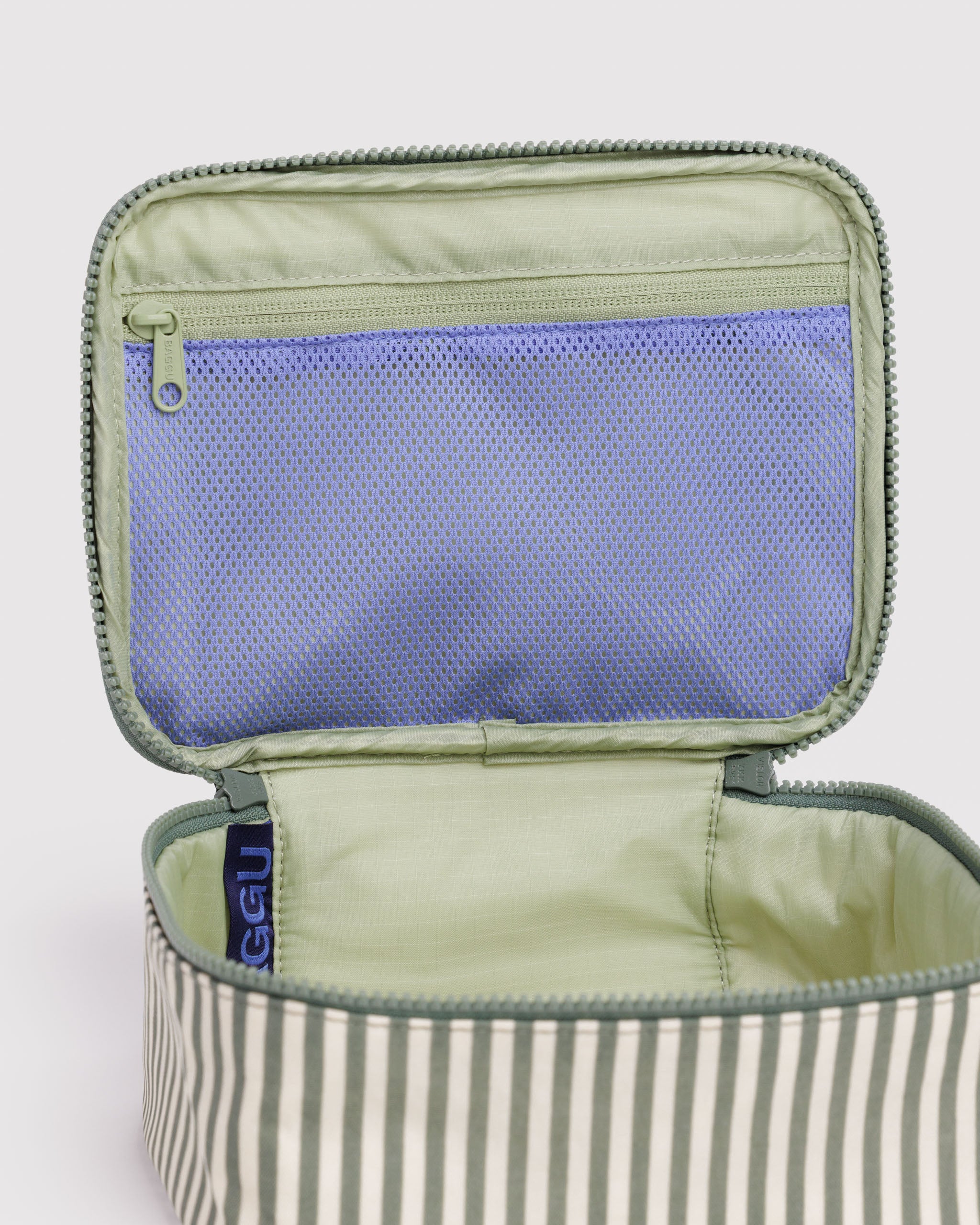 BAGGU Small Cosmetic Case - Sage Stripe