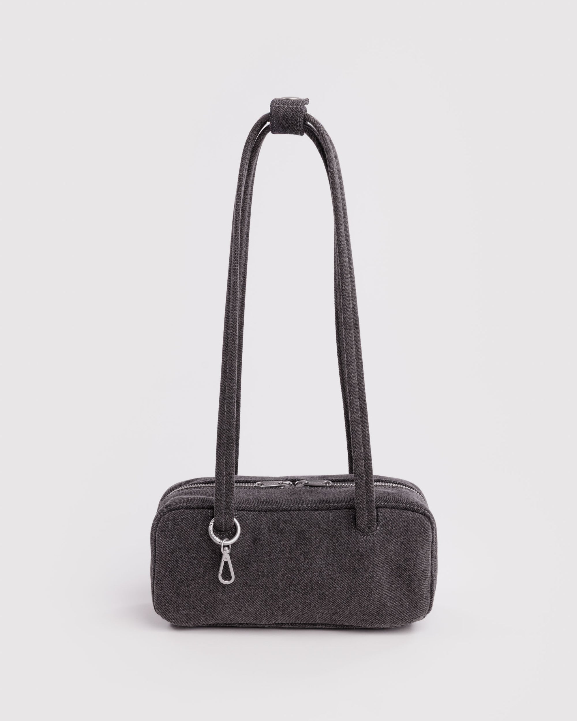 BAGGU Small Denim Bowler Bag - Washed Black Denim