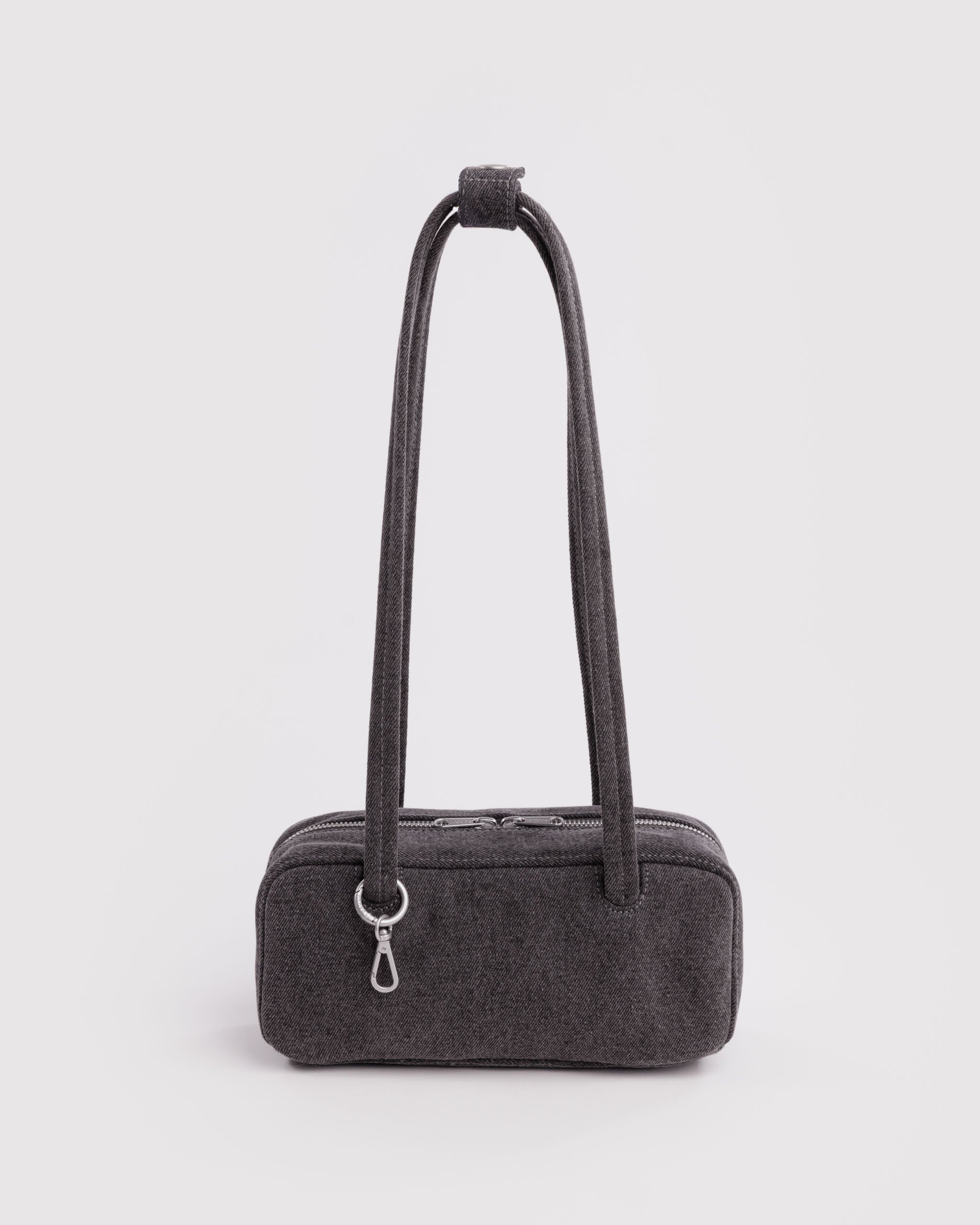 BAGGU Small Denim Bowler Bag - Washed Black Denim