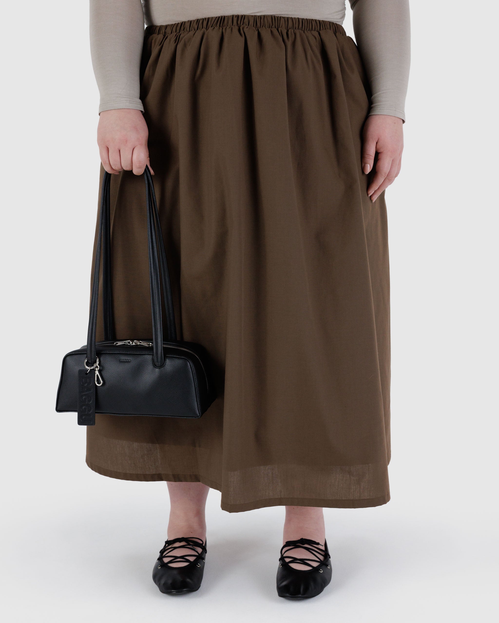 BAGGU Small Recycled Leather Bowler Bag - Black
