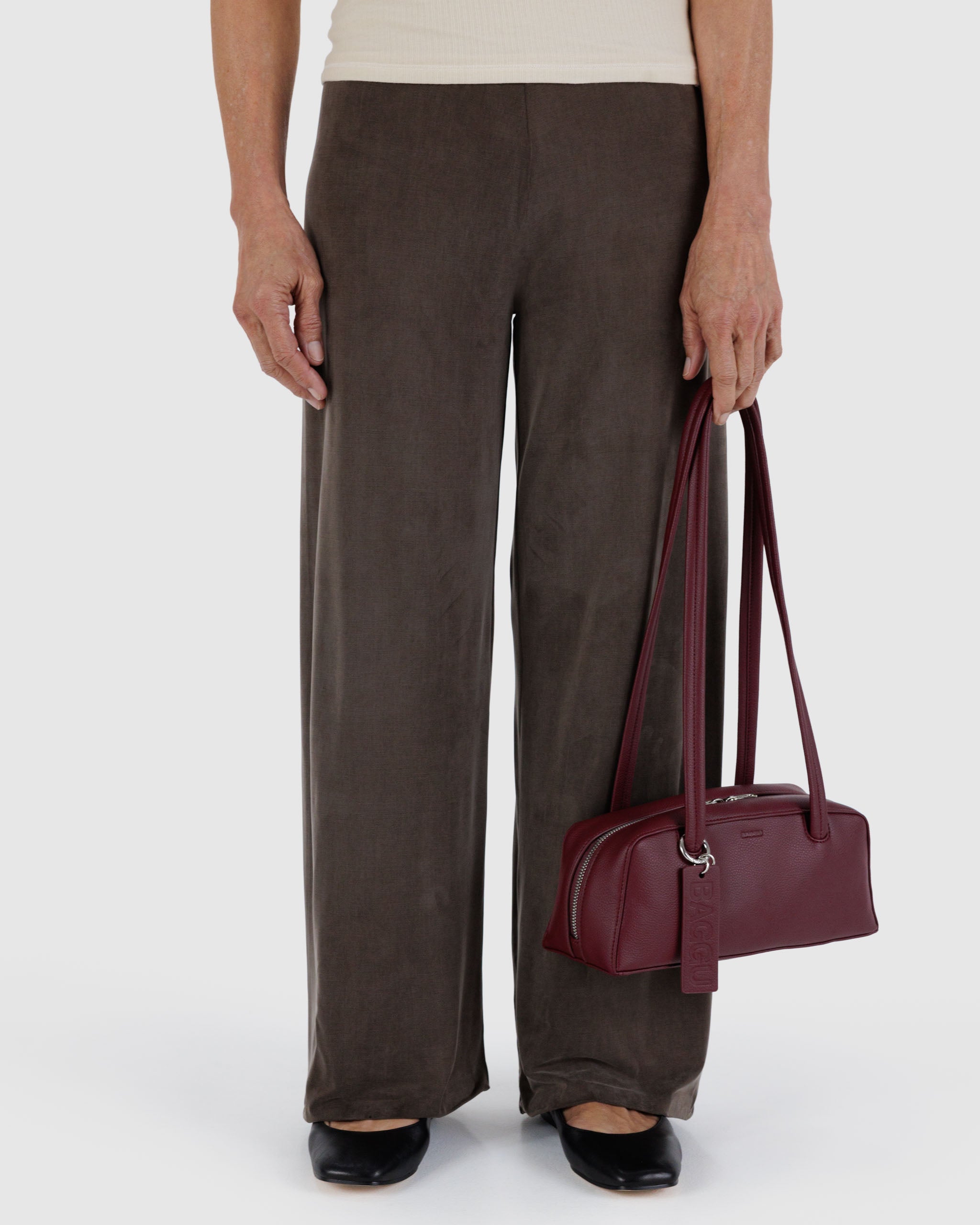 BAGGU Small Recycled Leather Bowler Bag - Mahogany