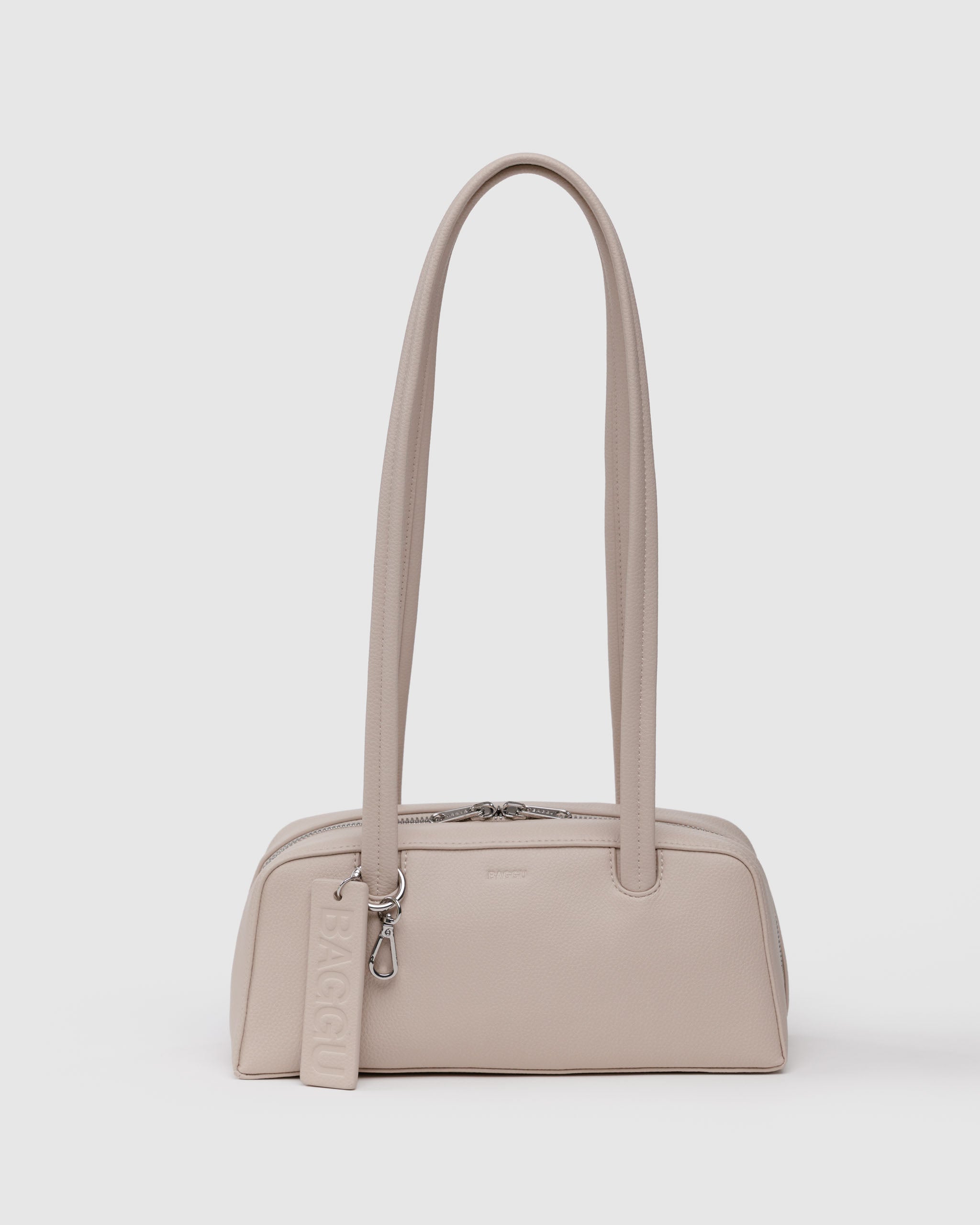 BAGGU Small Recycled Leather Bowler Bag - Stone