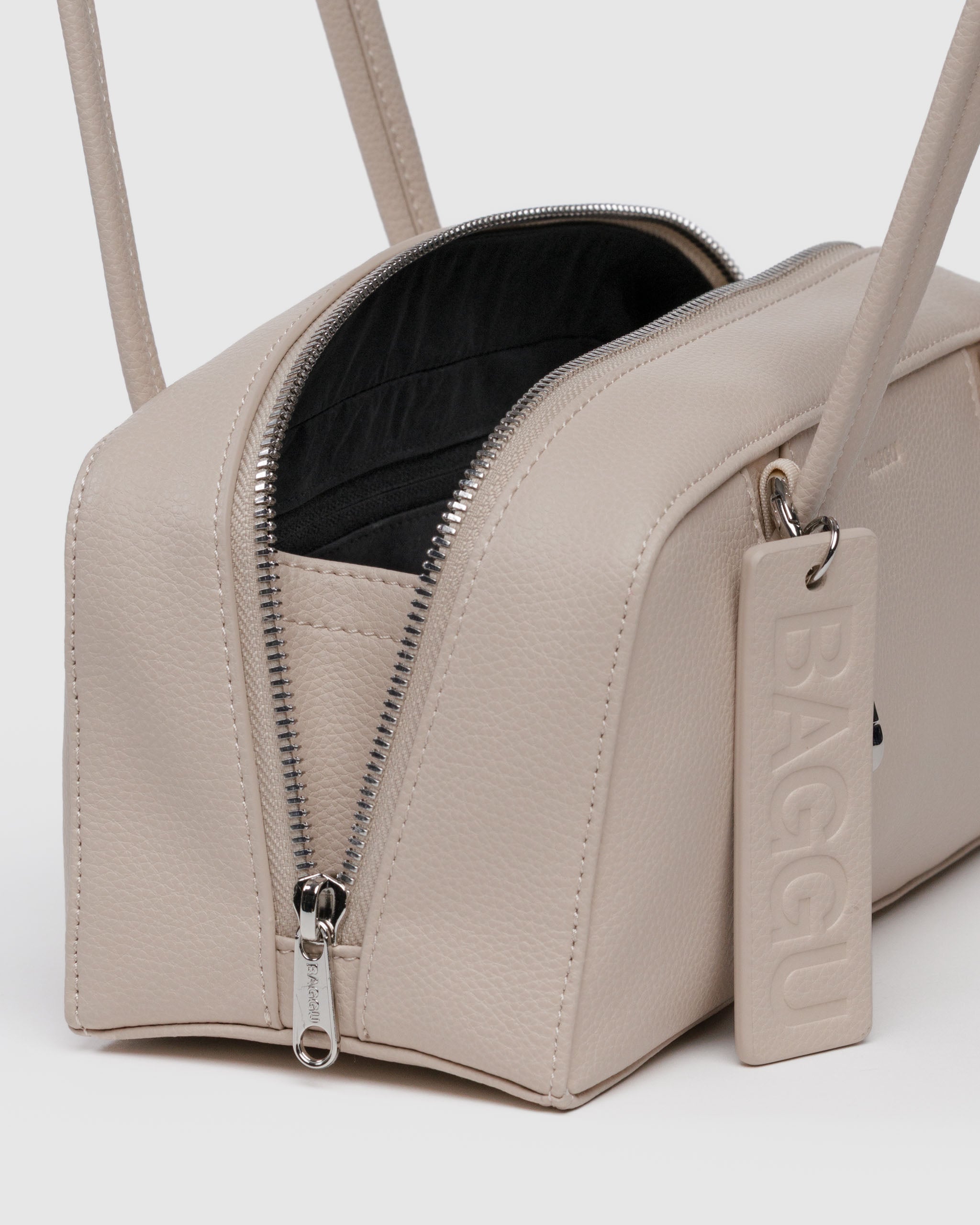 BAGGU Small Recycled Leather Bowler Bag - Stone