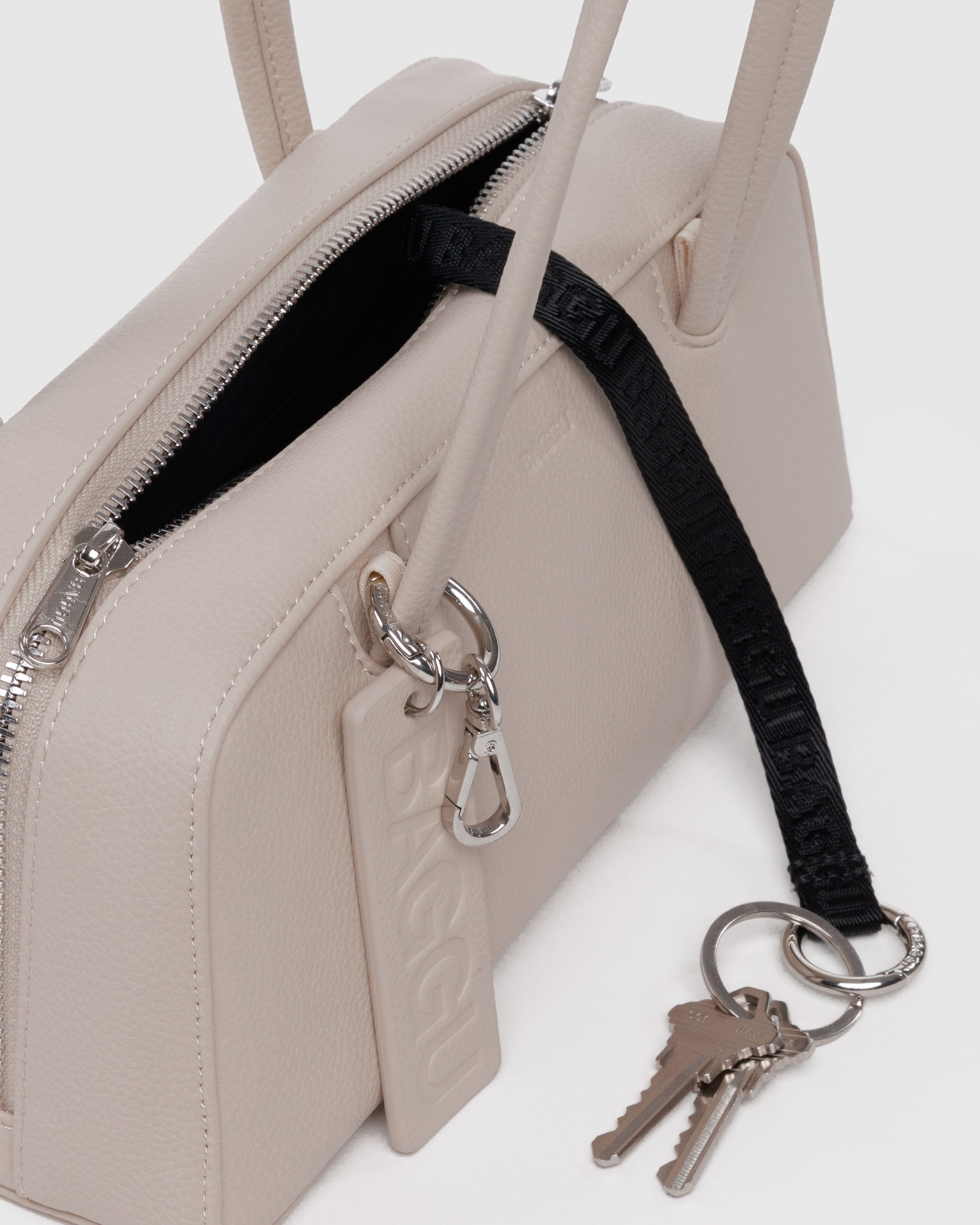 BAGGU Small Recycled Leather Bowler Bag - Stone