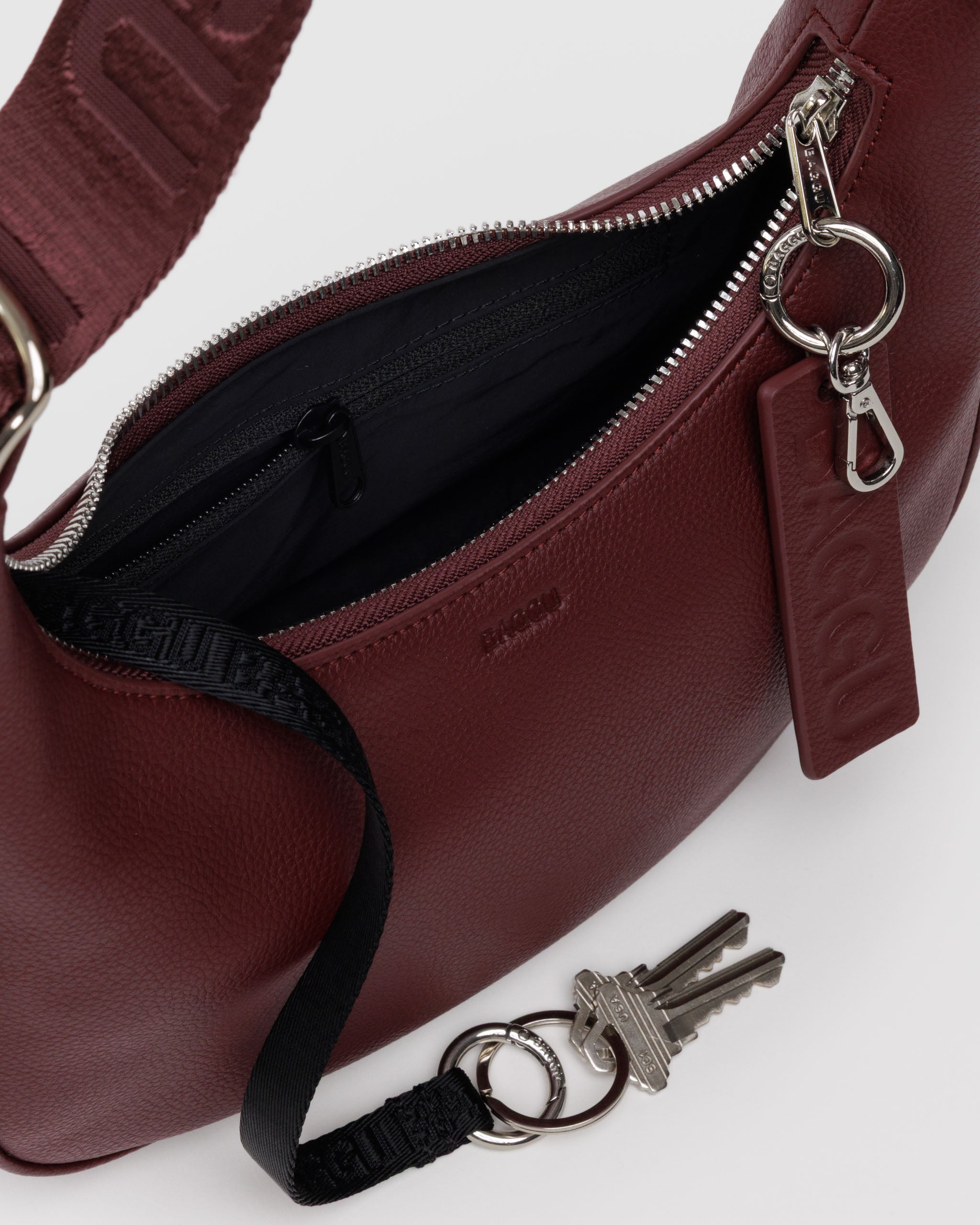 BAGGU Small Recycled Leather Crescent Bag - Mahogany