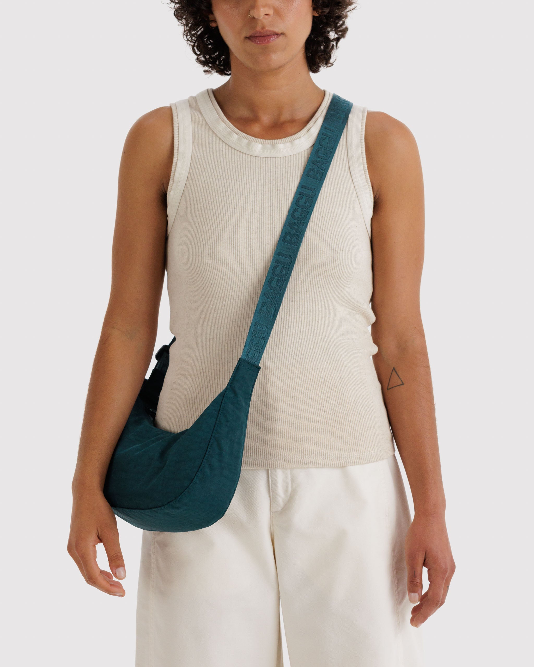 BAGGU Small Nylon Crescent Bag - Deep Sea