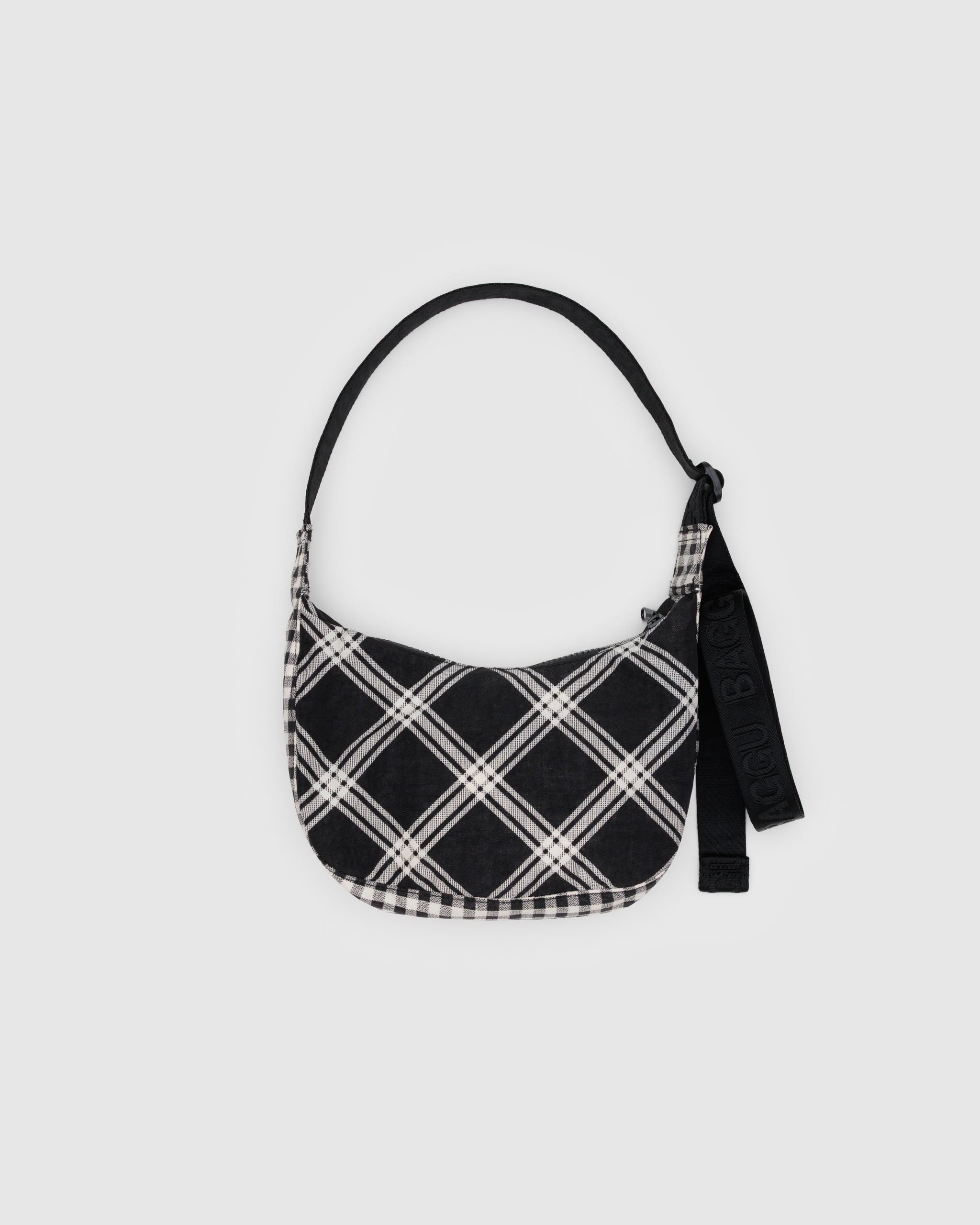 BAGGU Small Nylon Crescent Bag - Mixed Plaid