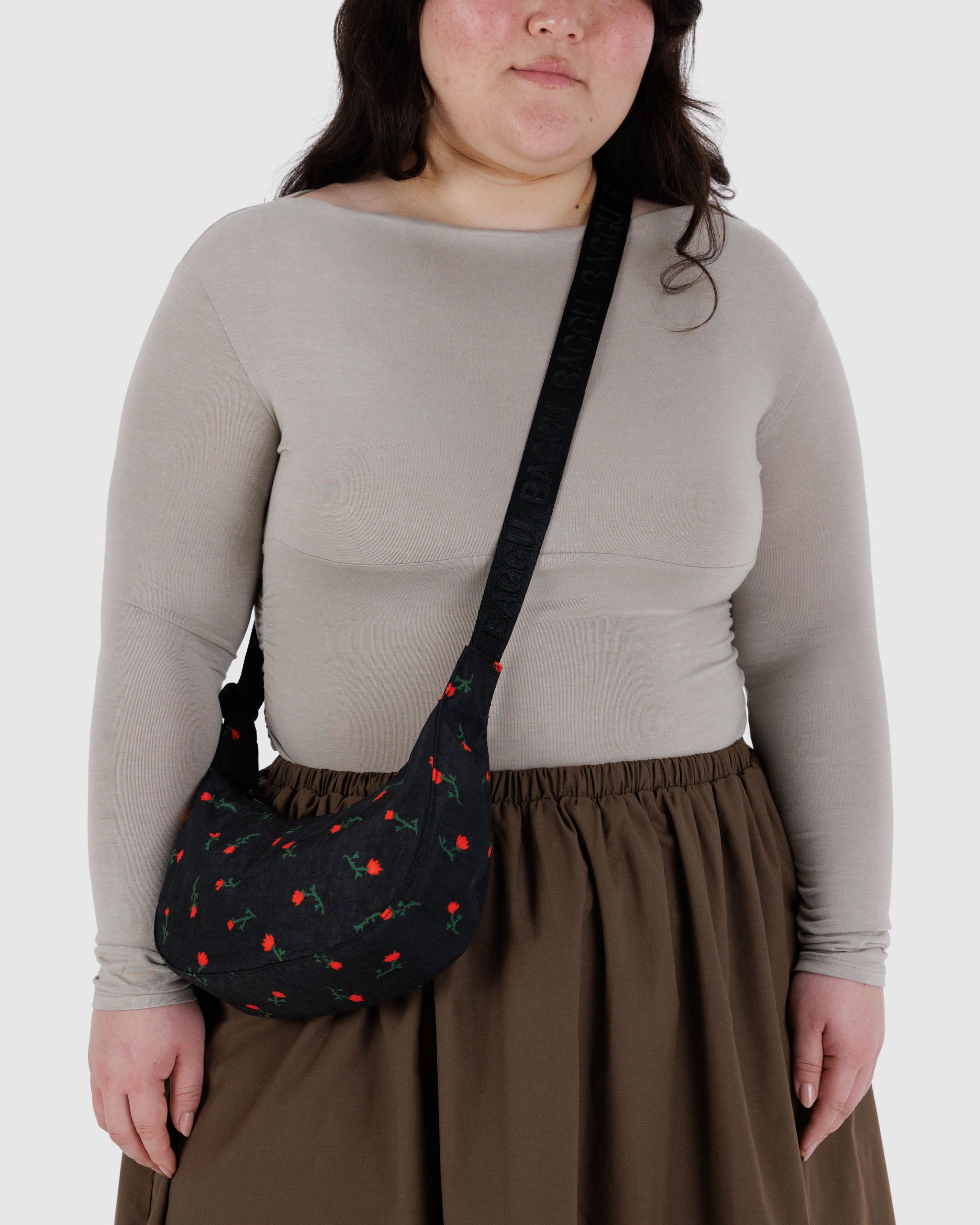 BAGGU Small Nylon Crescent Bag - Painted Wildflower