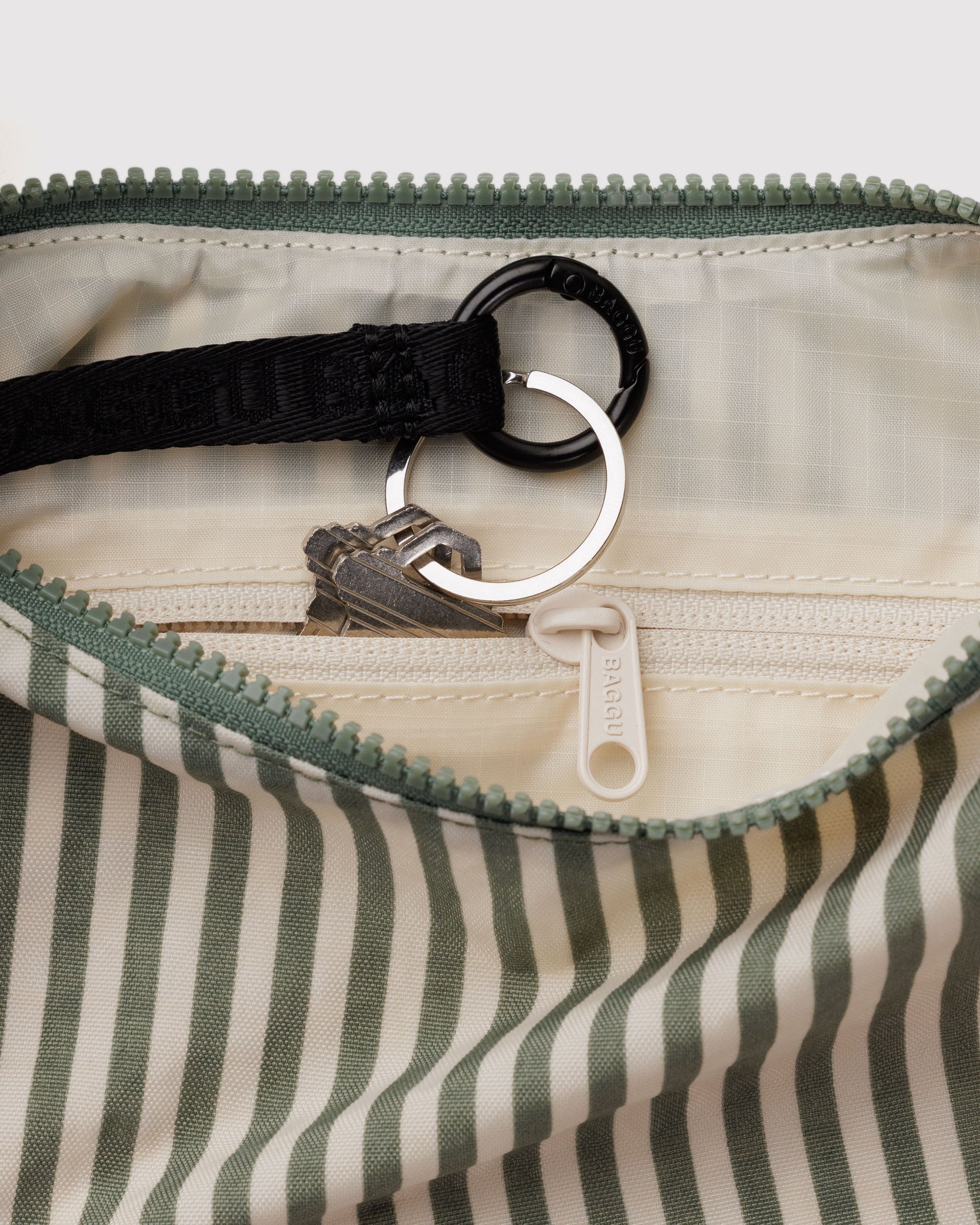 BAGGU Small Nylon Crescent Bag - Sage Stripe