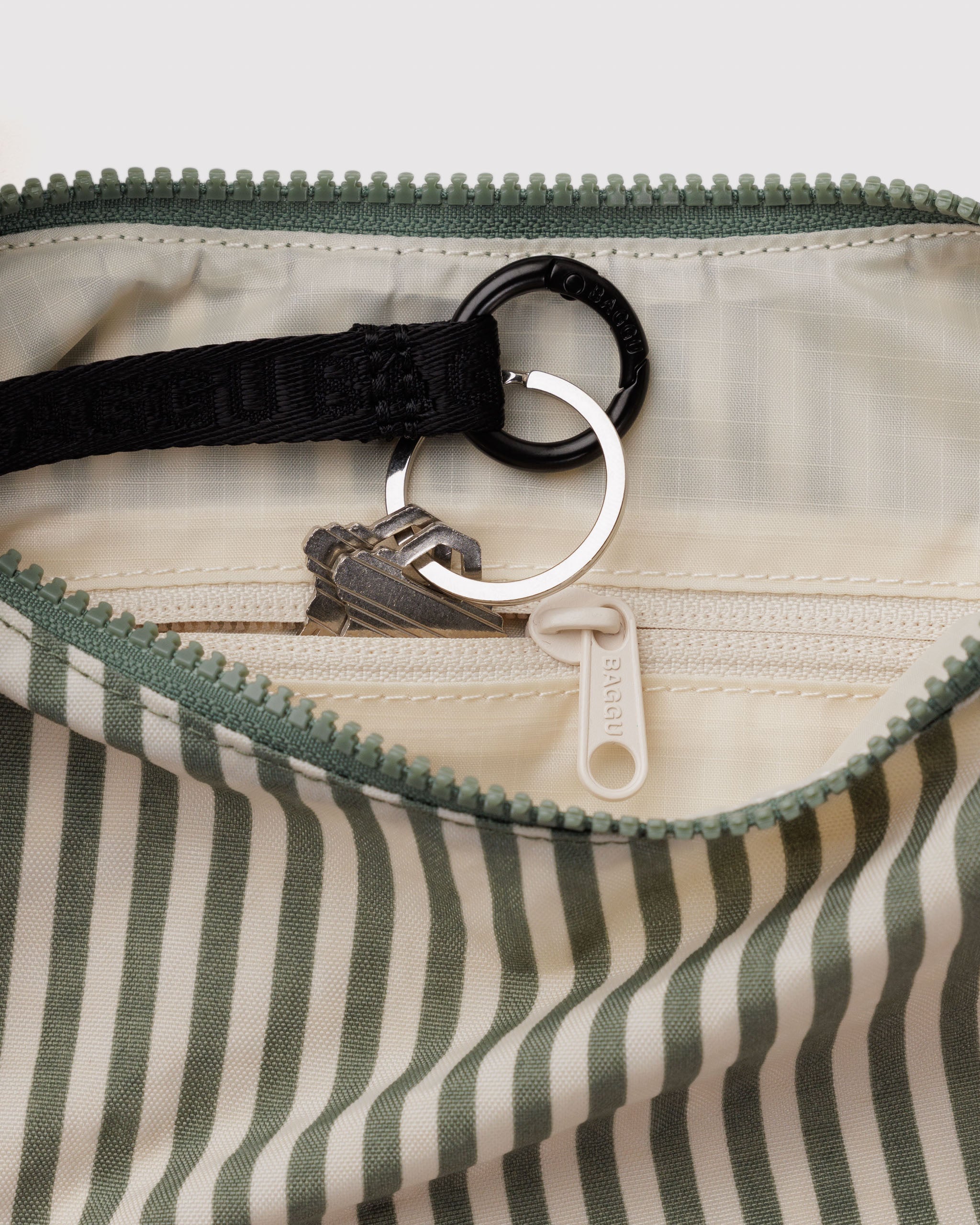 BAGGU Small Nylon Crescent Bag - Sage Stripe