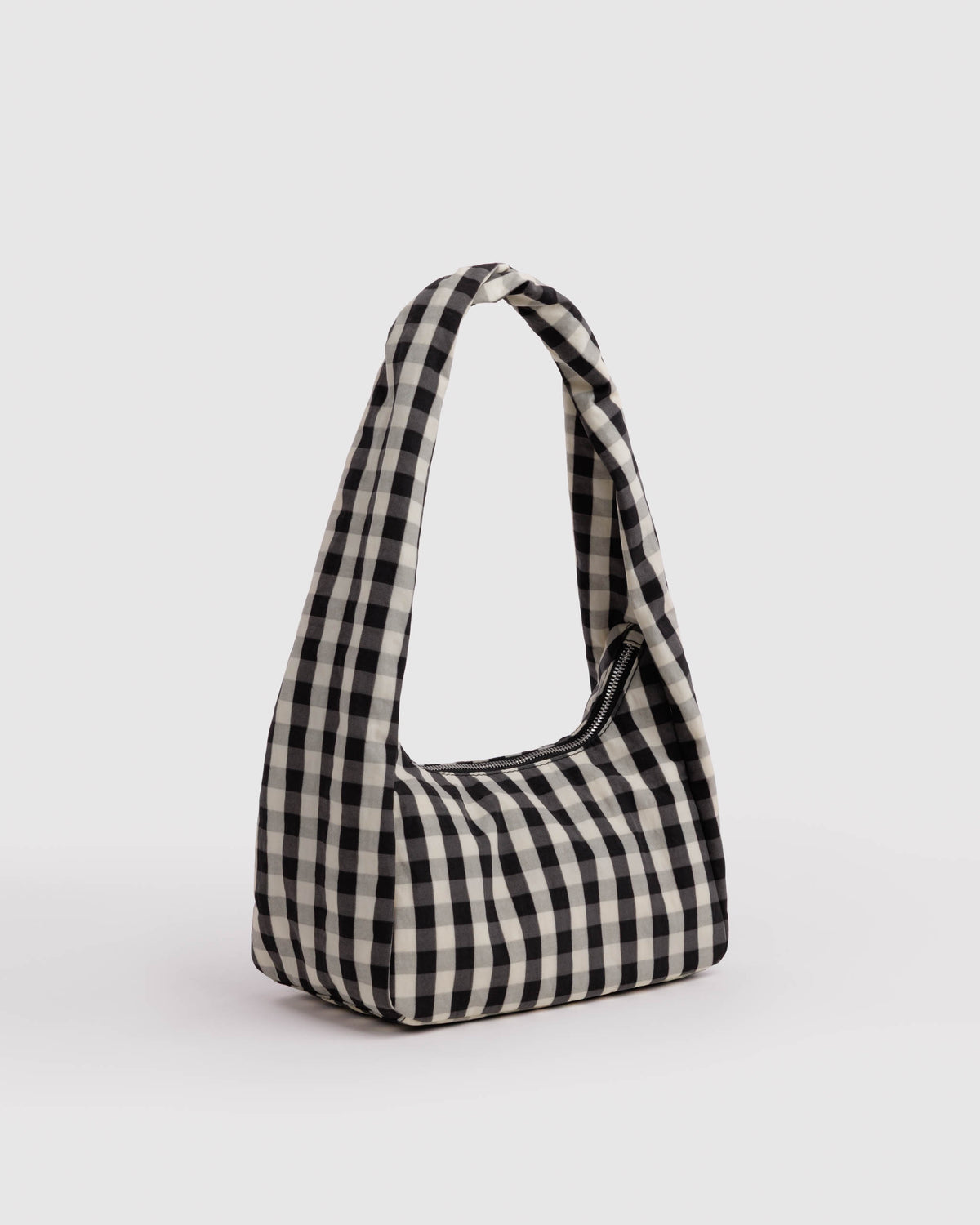 BAGGU Small Nylon Meringue - Black and Cream Gingham