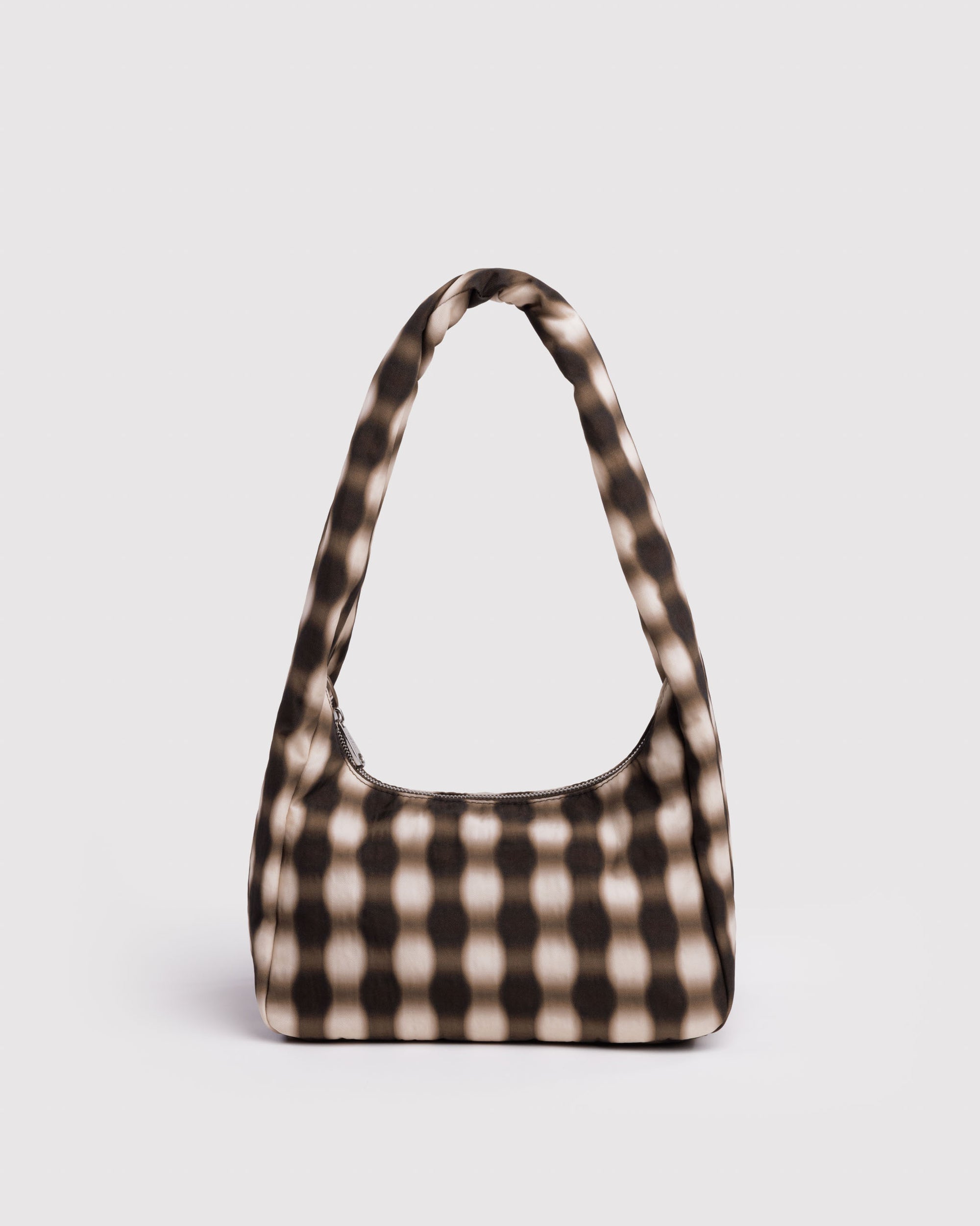 BAGGU Small Nylon Meringue - Blurred Gingham Brown