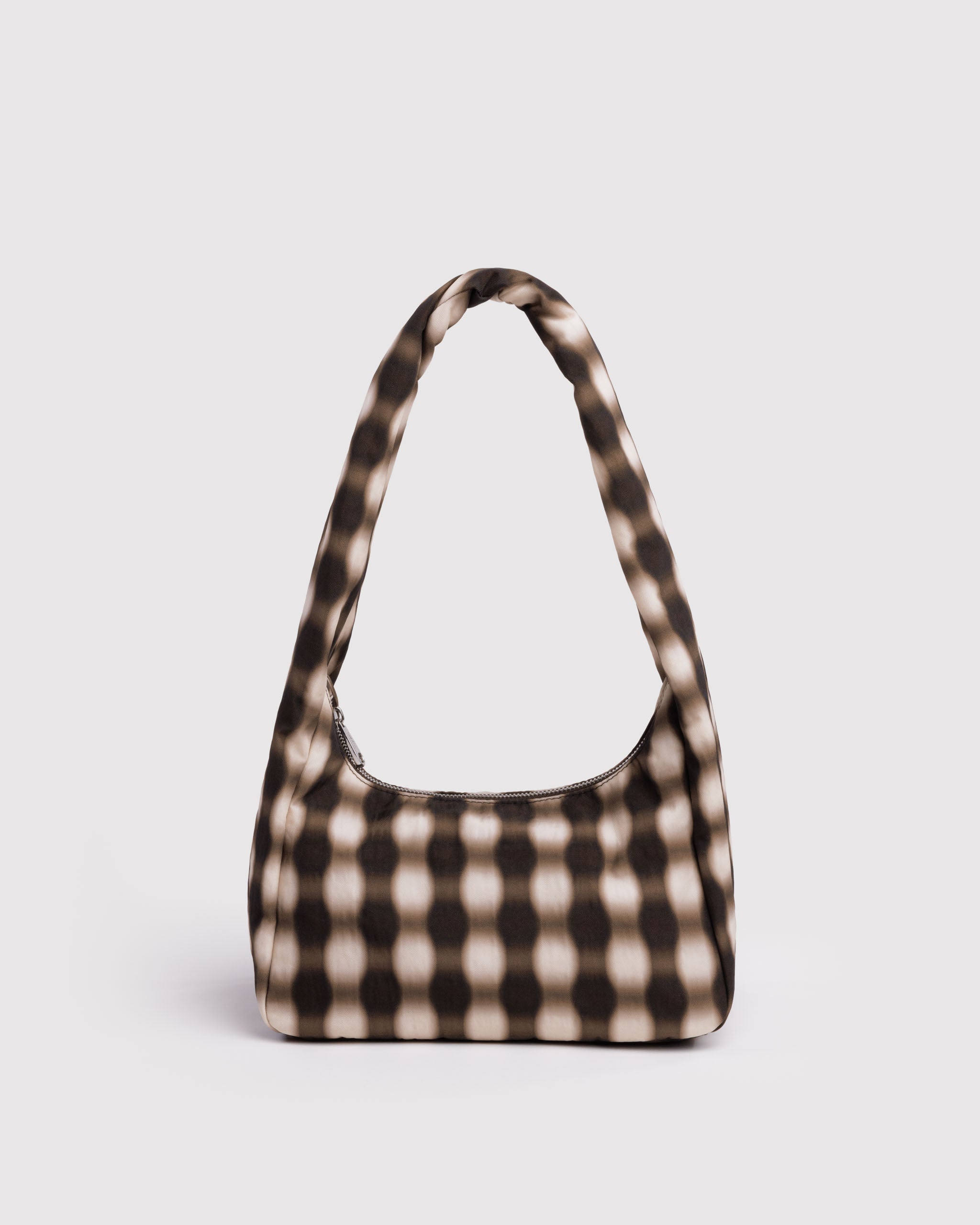 BAGGU Small Nylon Meringue - Blurred Gingham Brown