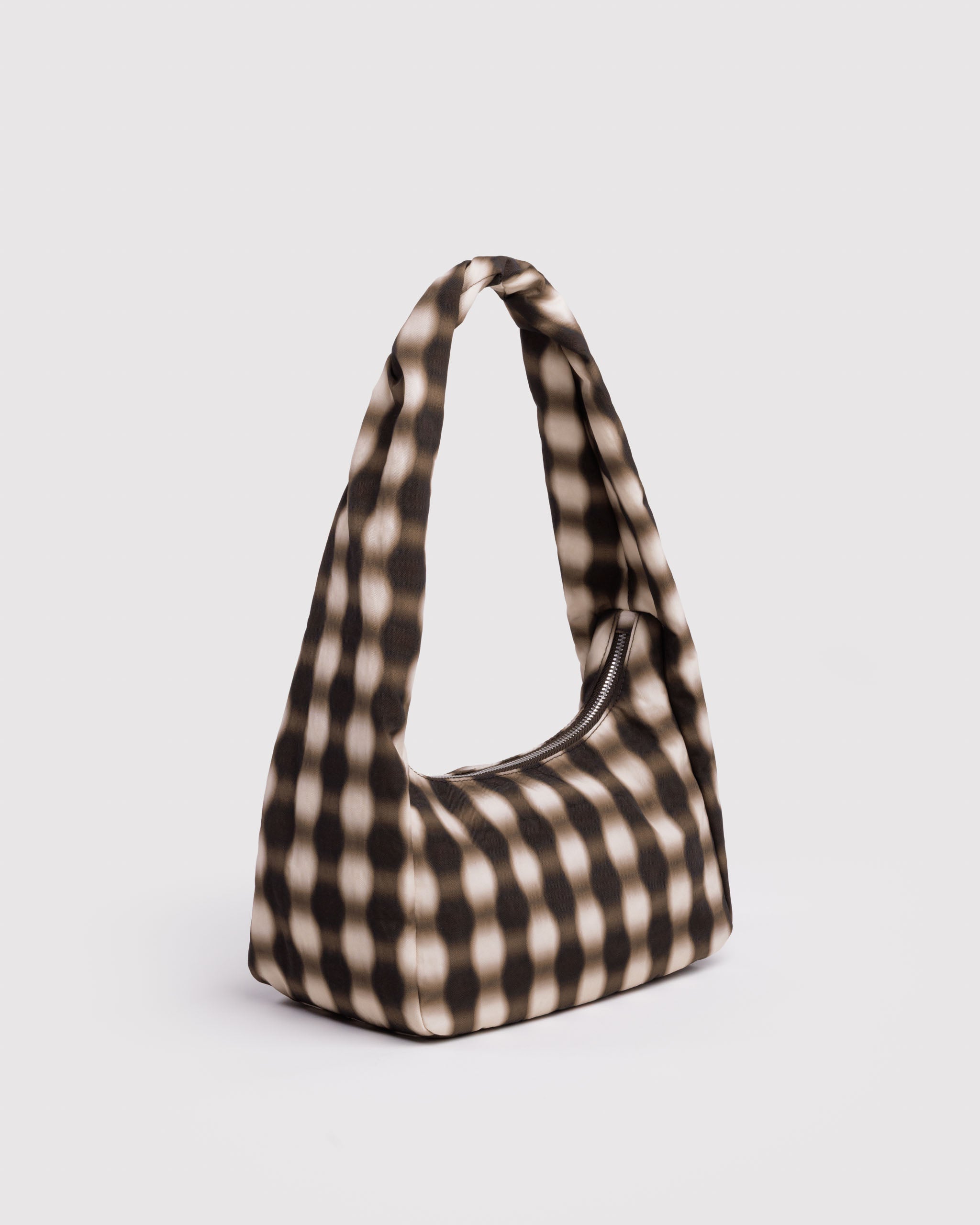 BAGGU Small Nylon Meringue - Blurred Gingham Brown