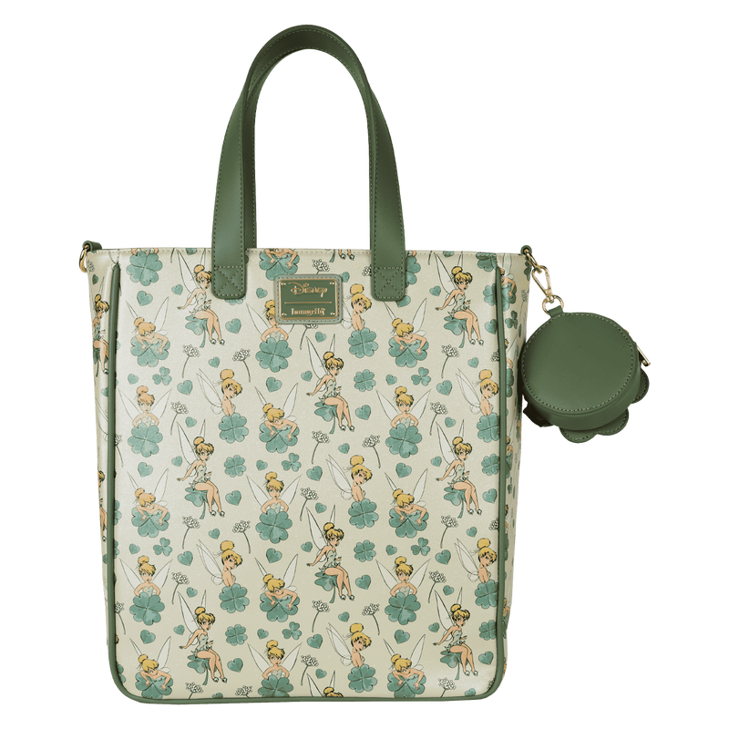 Peter Pan Tinker Bell Clover All-Over Print Tote Crossbody Bag With Coin Bag