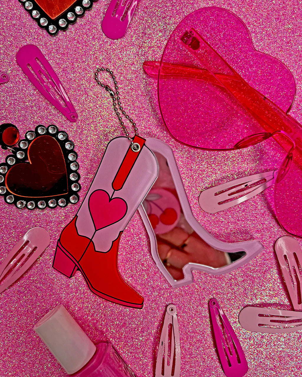 Cowboy Boot Mirror Keychain