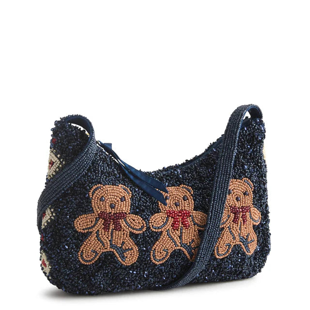 Vera Bradley Mini Roxbury Crescent Shoulder Bag Bear Mosaic Poseidon
