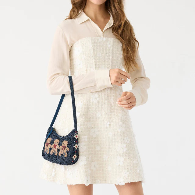 Vera Bradley Mini Roxbury Crescent Shoulder Bag Bear Mosaic Poseidon