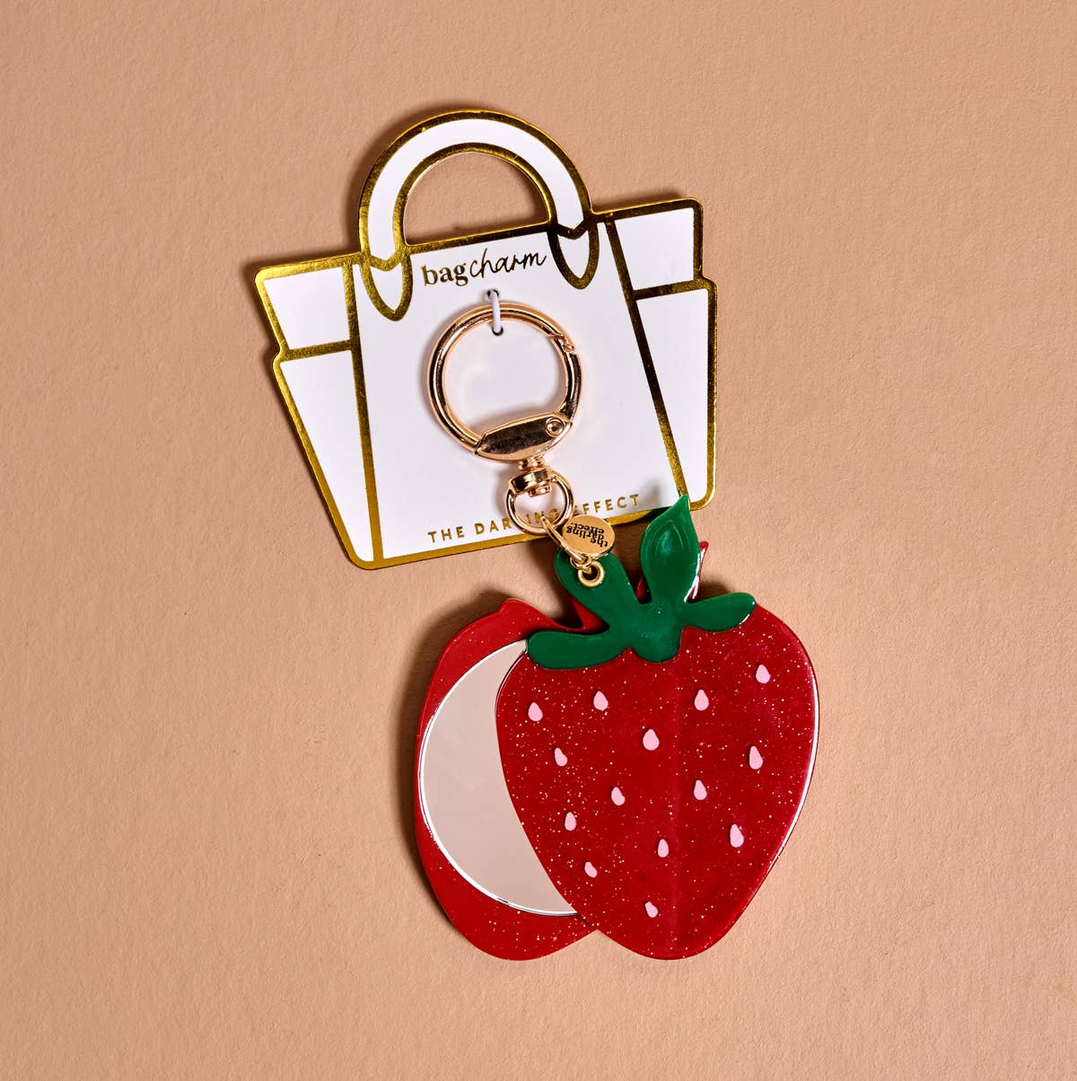 Mini Mirror Bag Charm- Strawberry