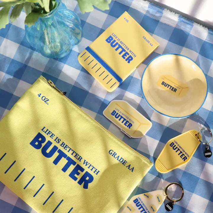 Life Is Better with Butter Hot Stamped Motel Keychain