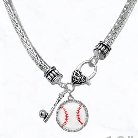 Icon Baseball and Bat Necklace