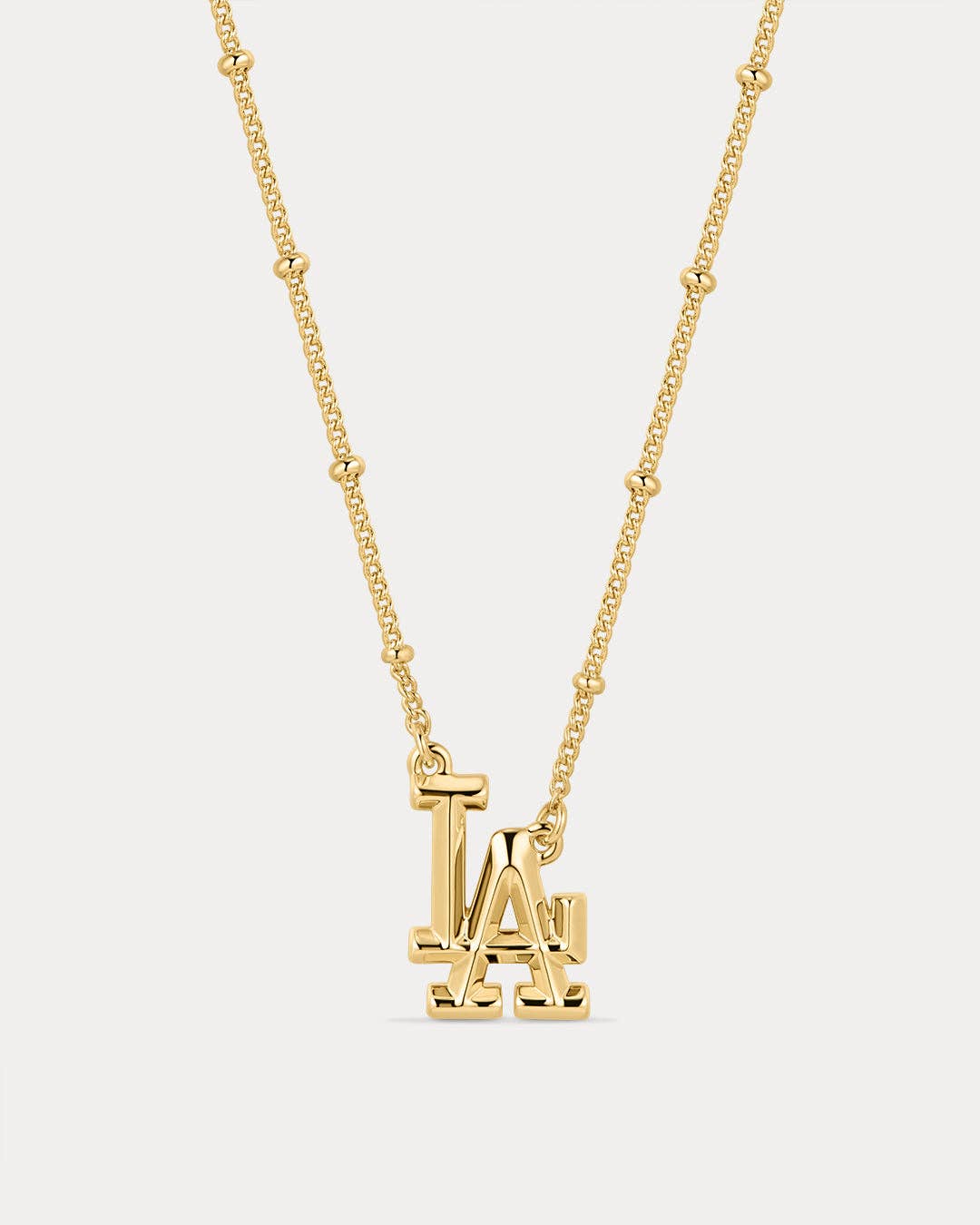 The MLB Logo Pendant Necklace- Gold: LA Dodgers