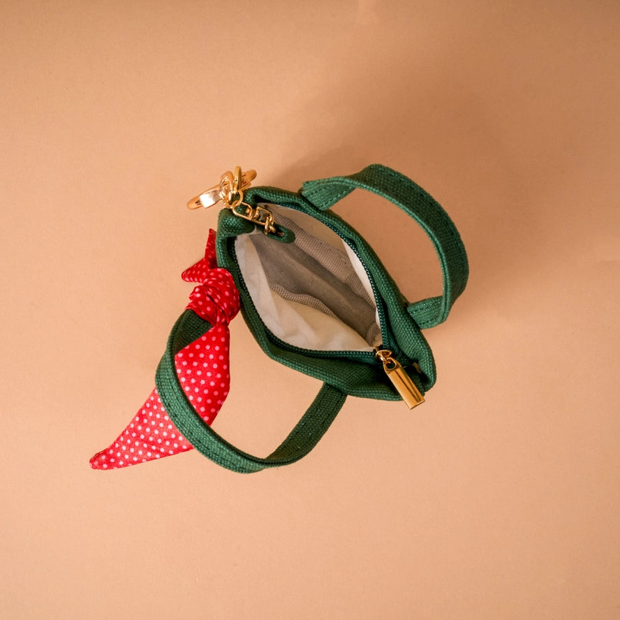 Tiny Tote Bag Charm - Merry Little Bow