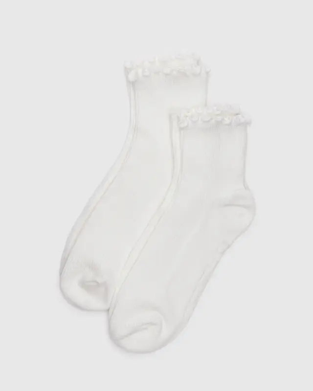 BAGGU Lettuce Edge Sock Set of 2 - White